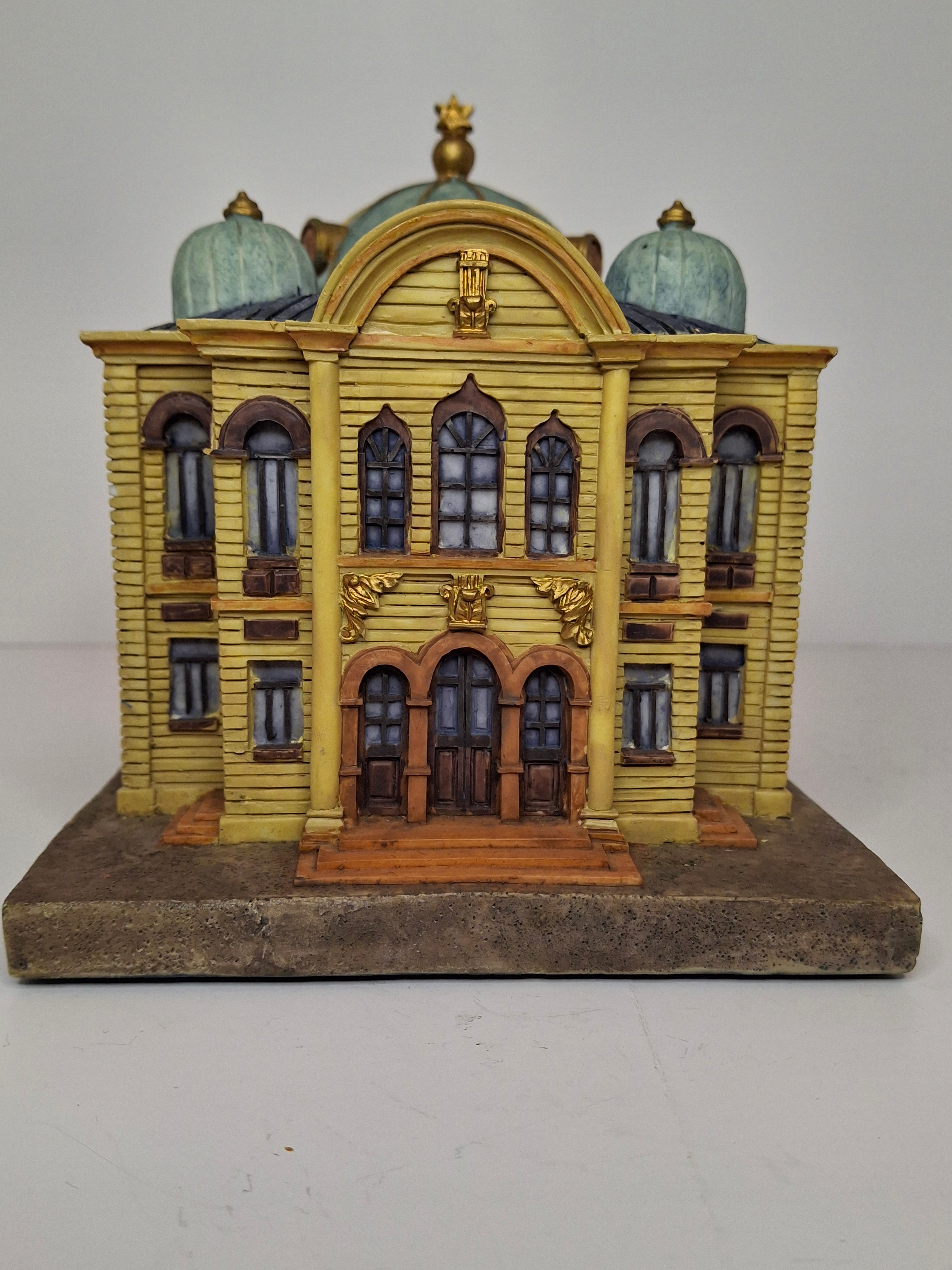 Reuven Masel Miami Florida Ceramic Synagogue Tzedakah Box - Hand-Painted Judaica Charity Pushke, 5" Tall