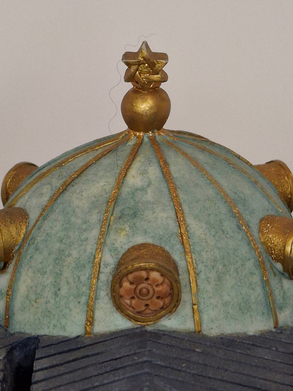 Reuven Masel Miami Florida Ceramic Synagogue Tzedakah Box - Hand-Painted Judaica Charity Pushke, 5" Tall