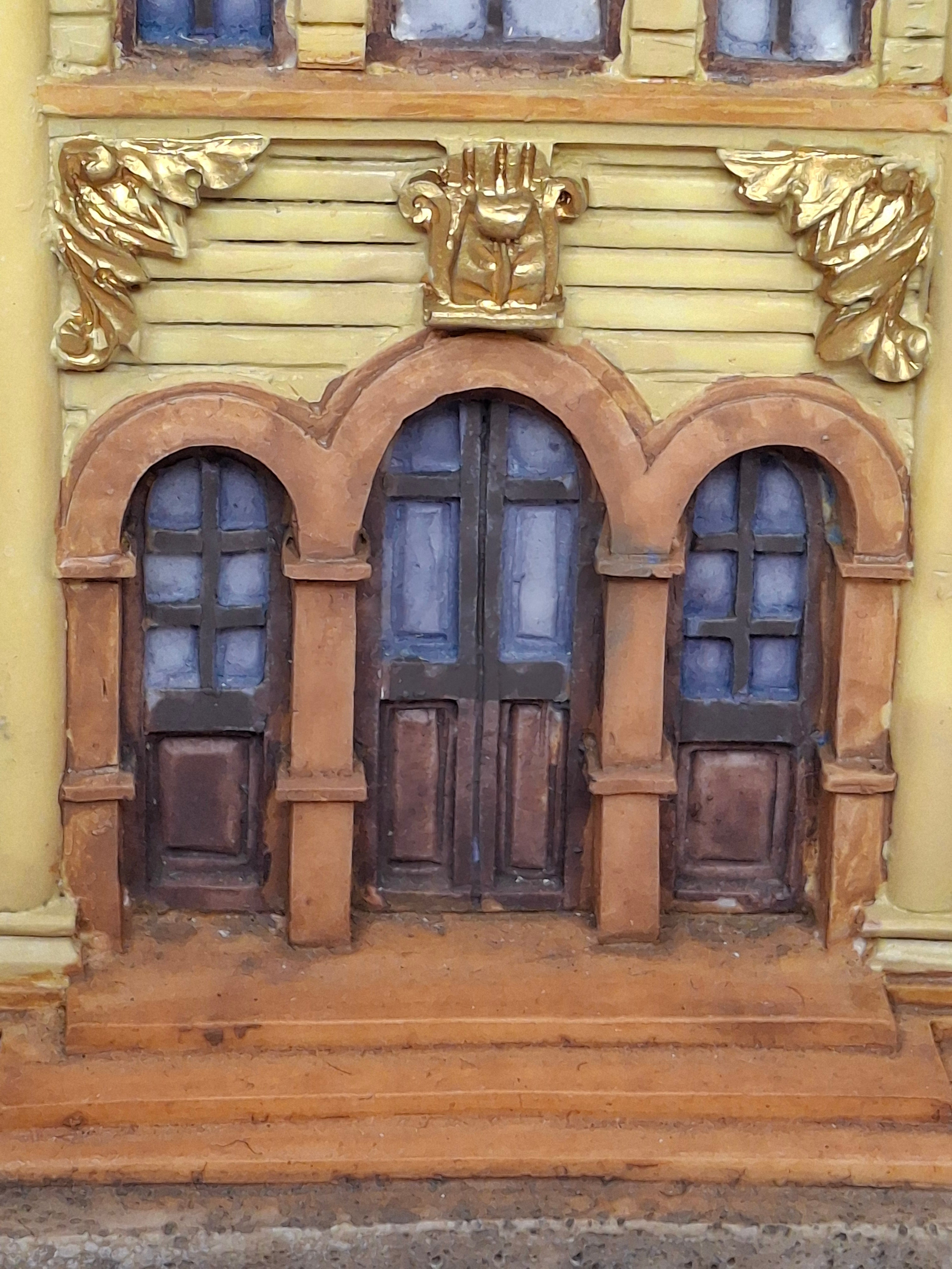 Reuven Masel Miami Florida Ceramic Synagogue Tzedakah Box - Hand-Painted Judaica Charity Pushke, 5" Tall