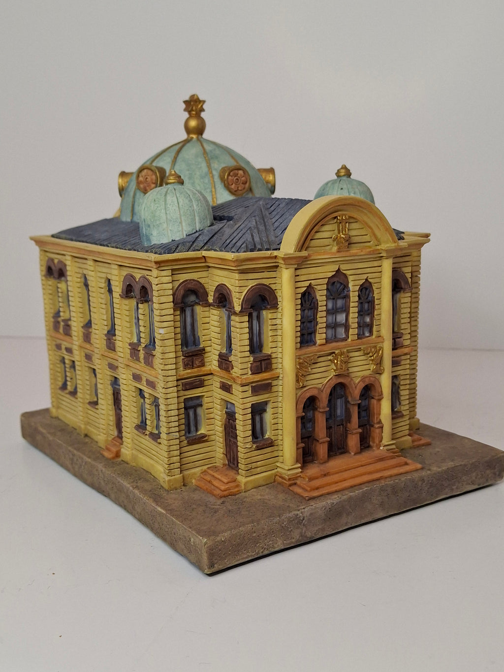 Reuven Masel Miami Florida Ceramic Synagogue Tzedakah Box - Hand-Painted Judaica Charity Pushke, 5" Tall