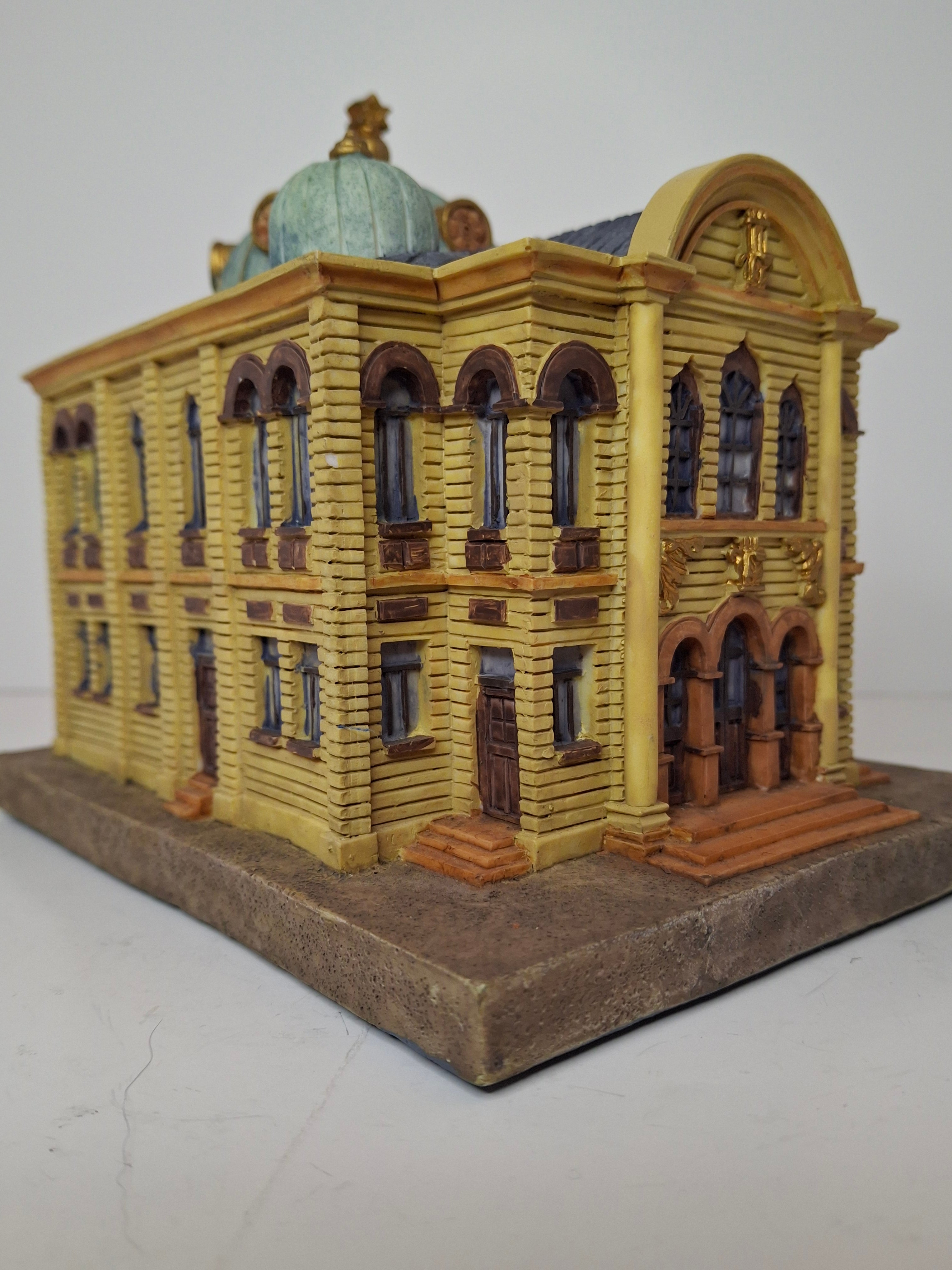 Reuven Masel Miami Florida Ceramic Synagogue Tzedakah Box - Hand-Painted Judaica Charity Pushke, 5" Tall