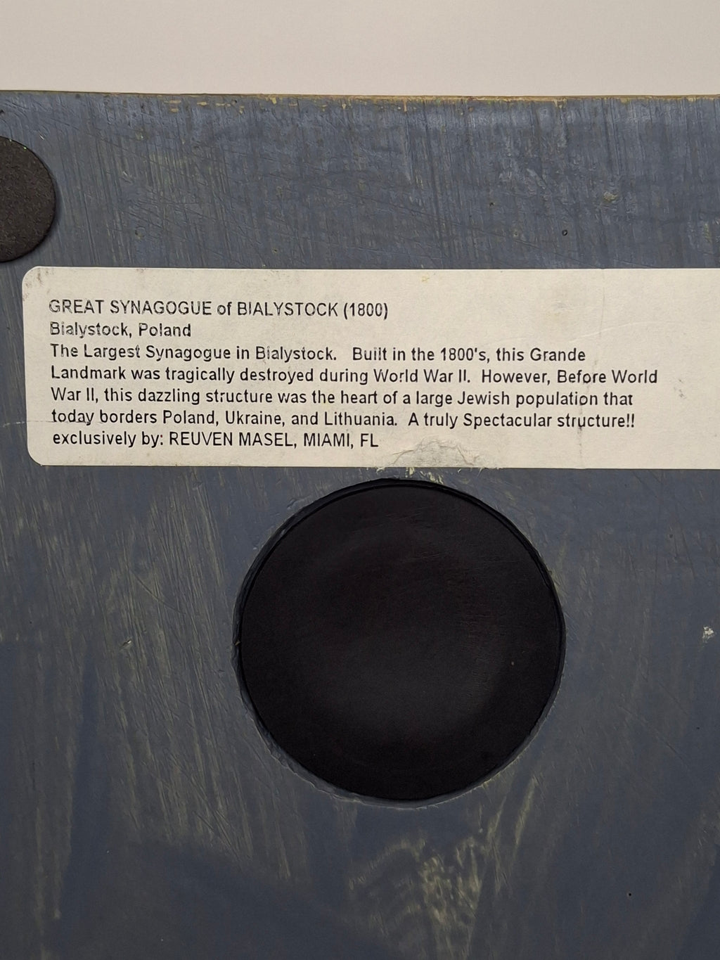 Reuven Masel Miami Florida Ceramic Synagogue Tzedakah Box - Hand-Painted Judaica Charity Pushke, 5" Tall