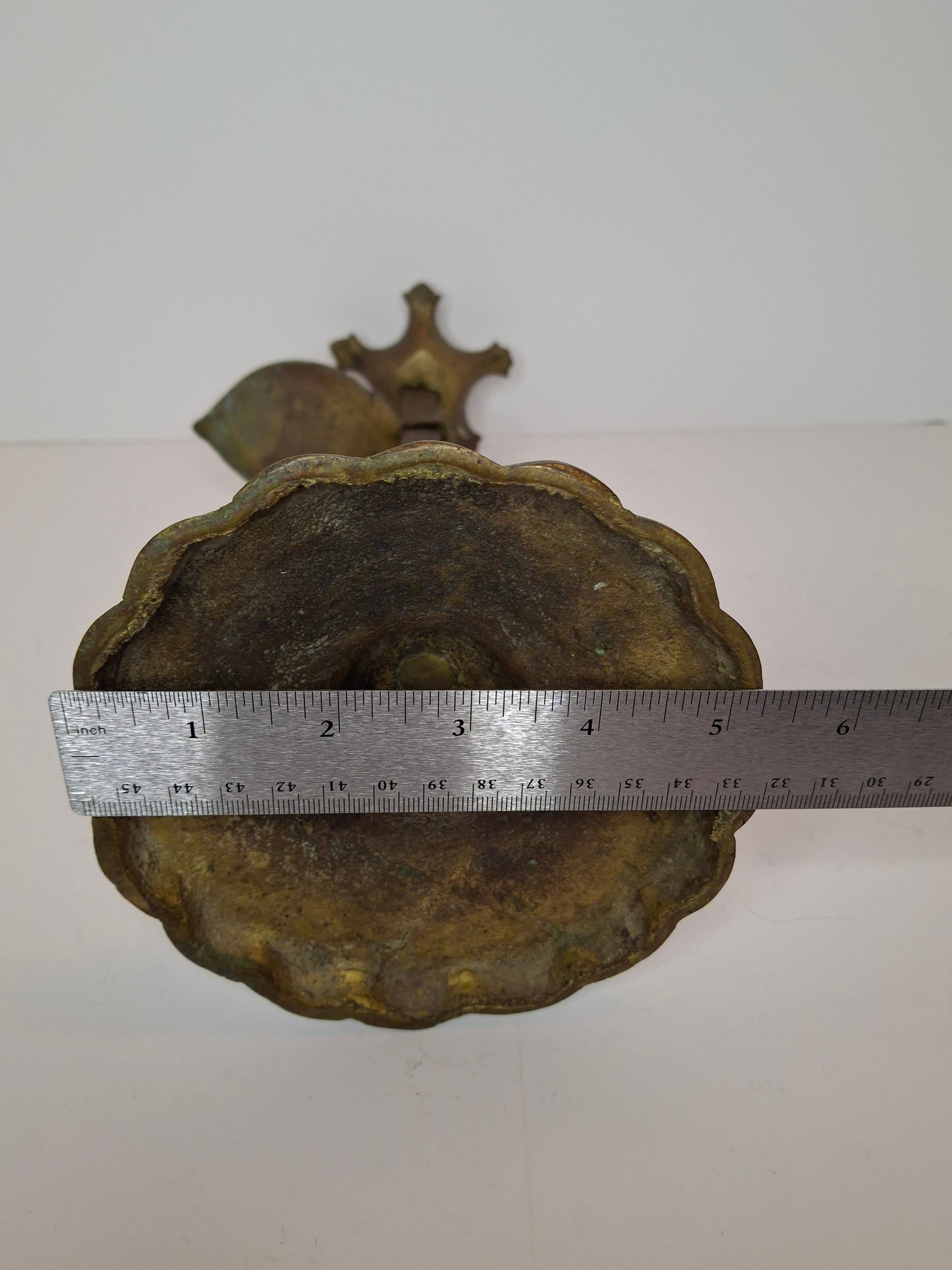 Rare 18th C Bronze Trammel-Mounted Double Fat Lamp w/ 5-Wick Bowl & Adjustable Pan - Primitive Lighting