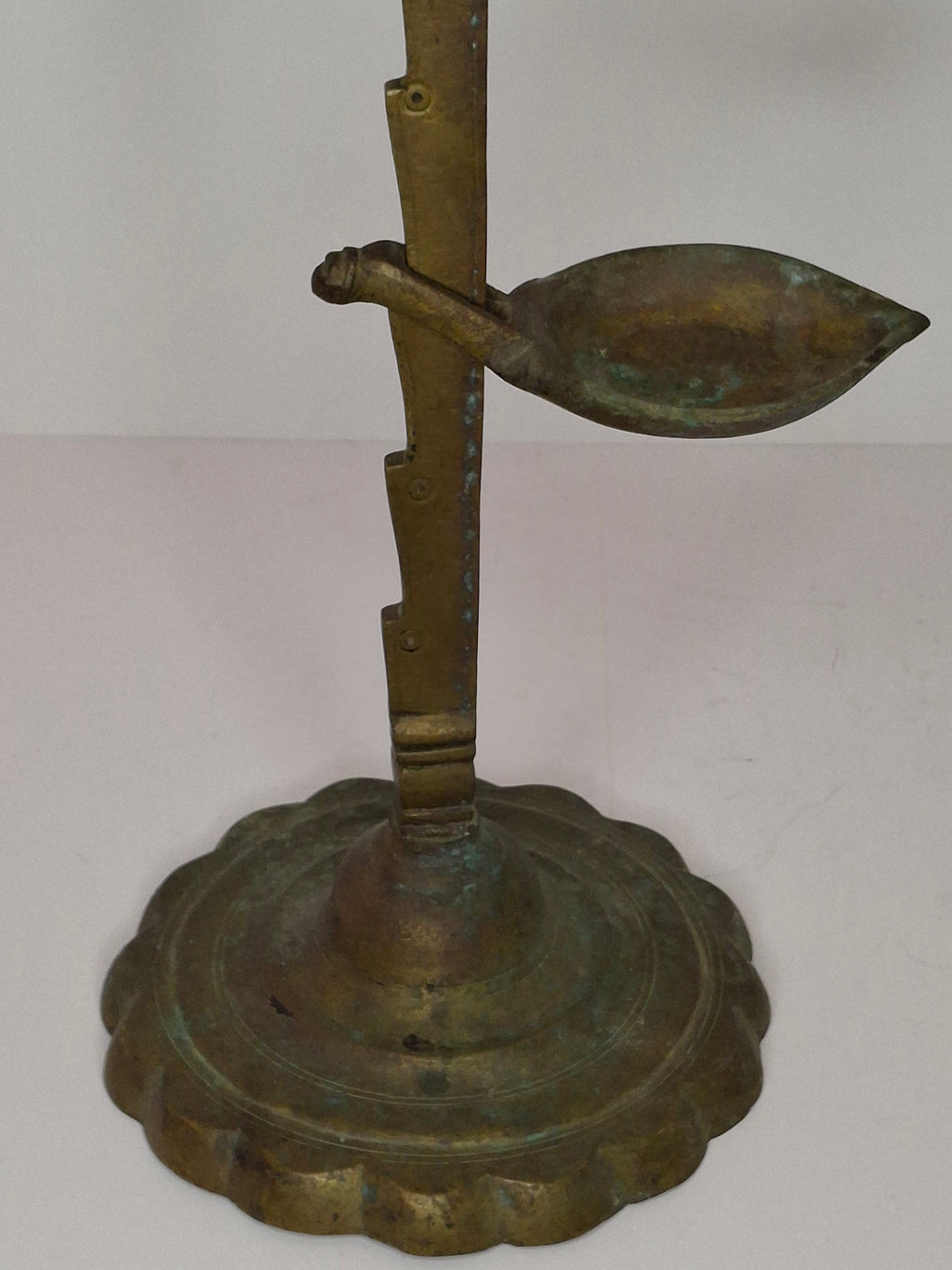 Rare 18th C Bronze Trammel-Mounted Double Fat Lamp w/ 5-Wick Bowl & Adjustable Pan - Primitive Lighting