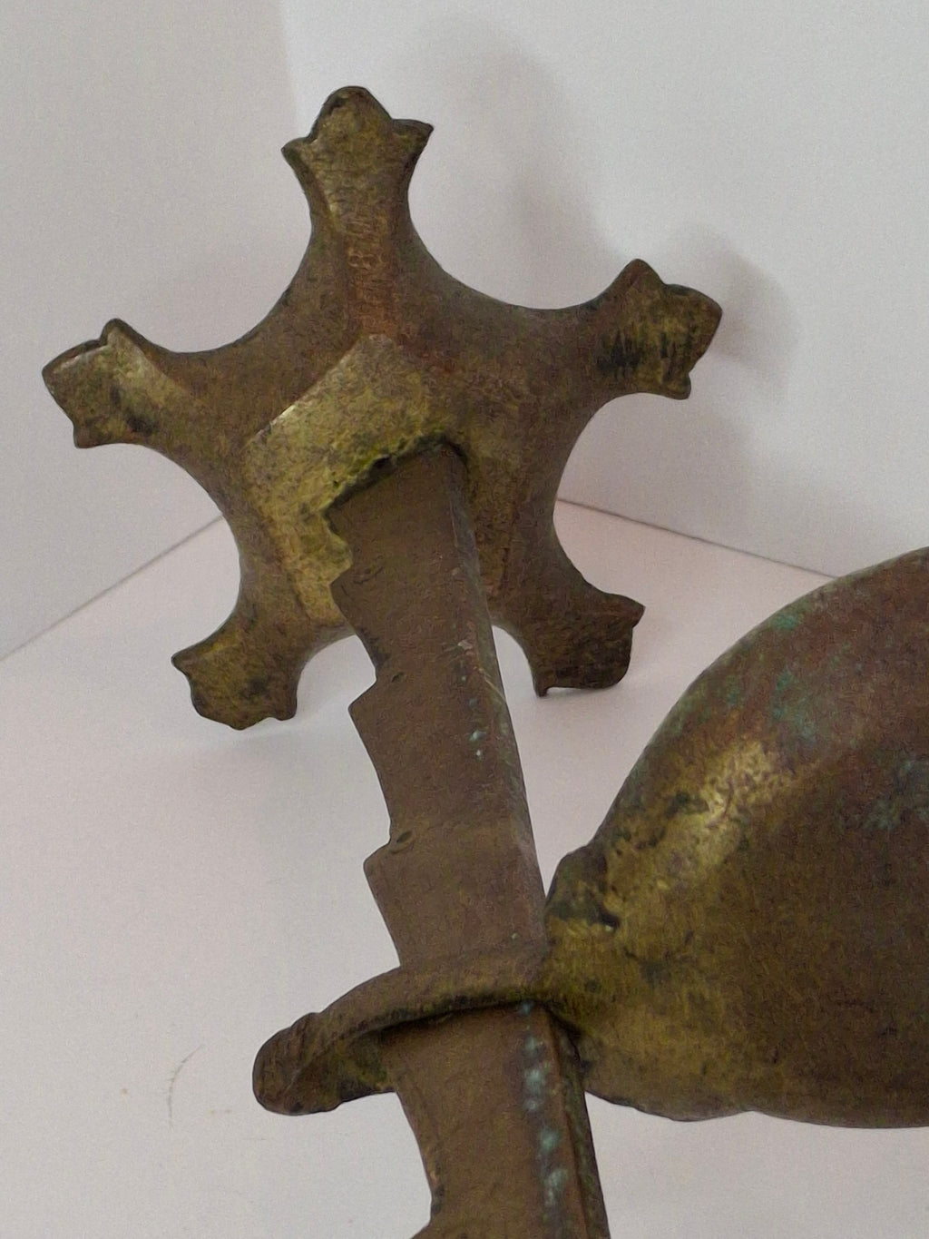 Rare 18th C Bronze Trammel-Mounted Double Fat Lamp w/ 5-Wick Bowl & Adjustable Pan - Primitive Lighting