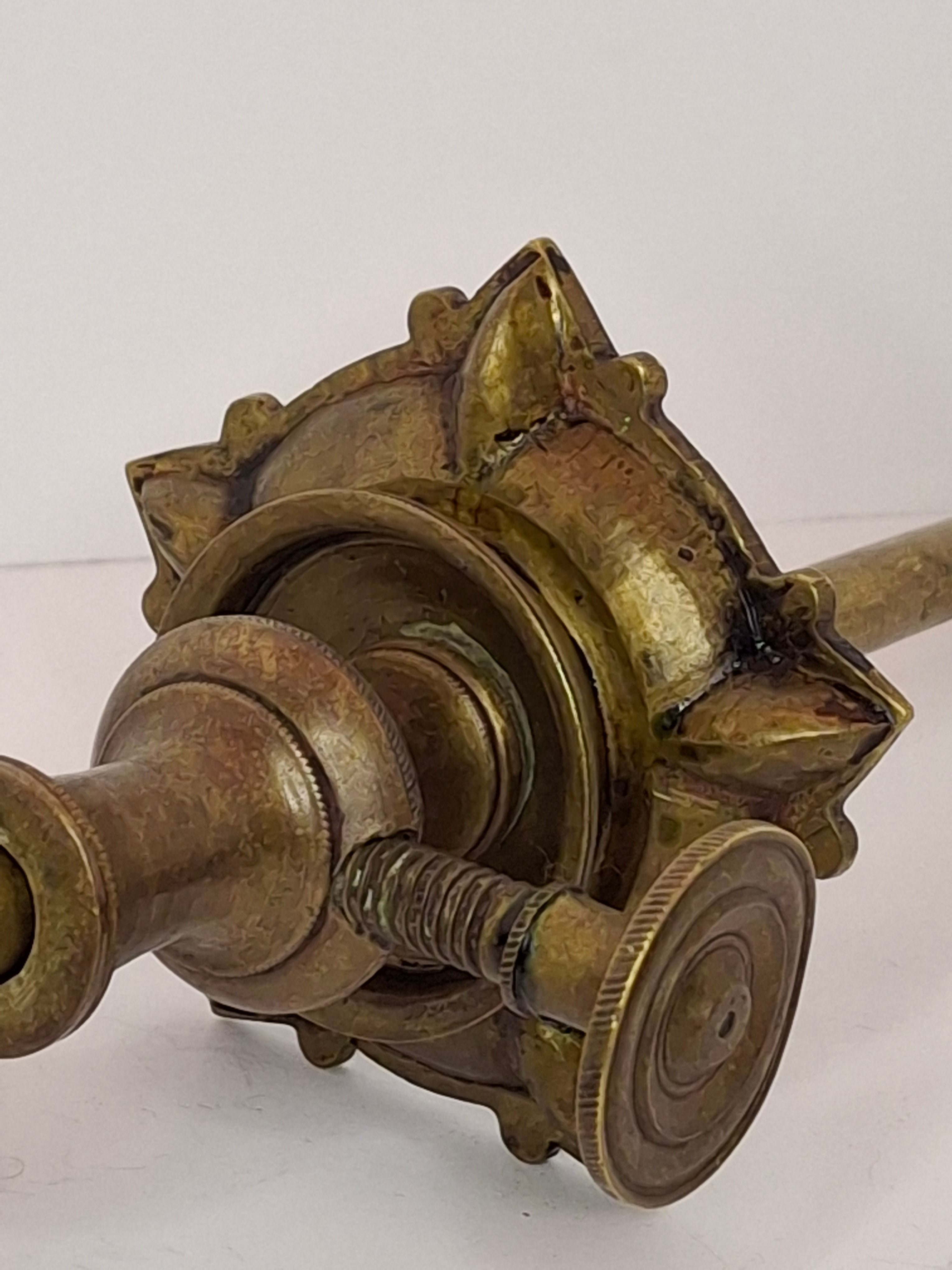 Antique Indian Adjusable Brass Oil fat Lamp with Elephant Hallmark - Deepak/Diya