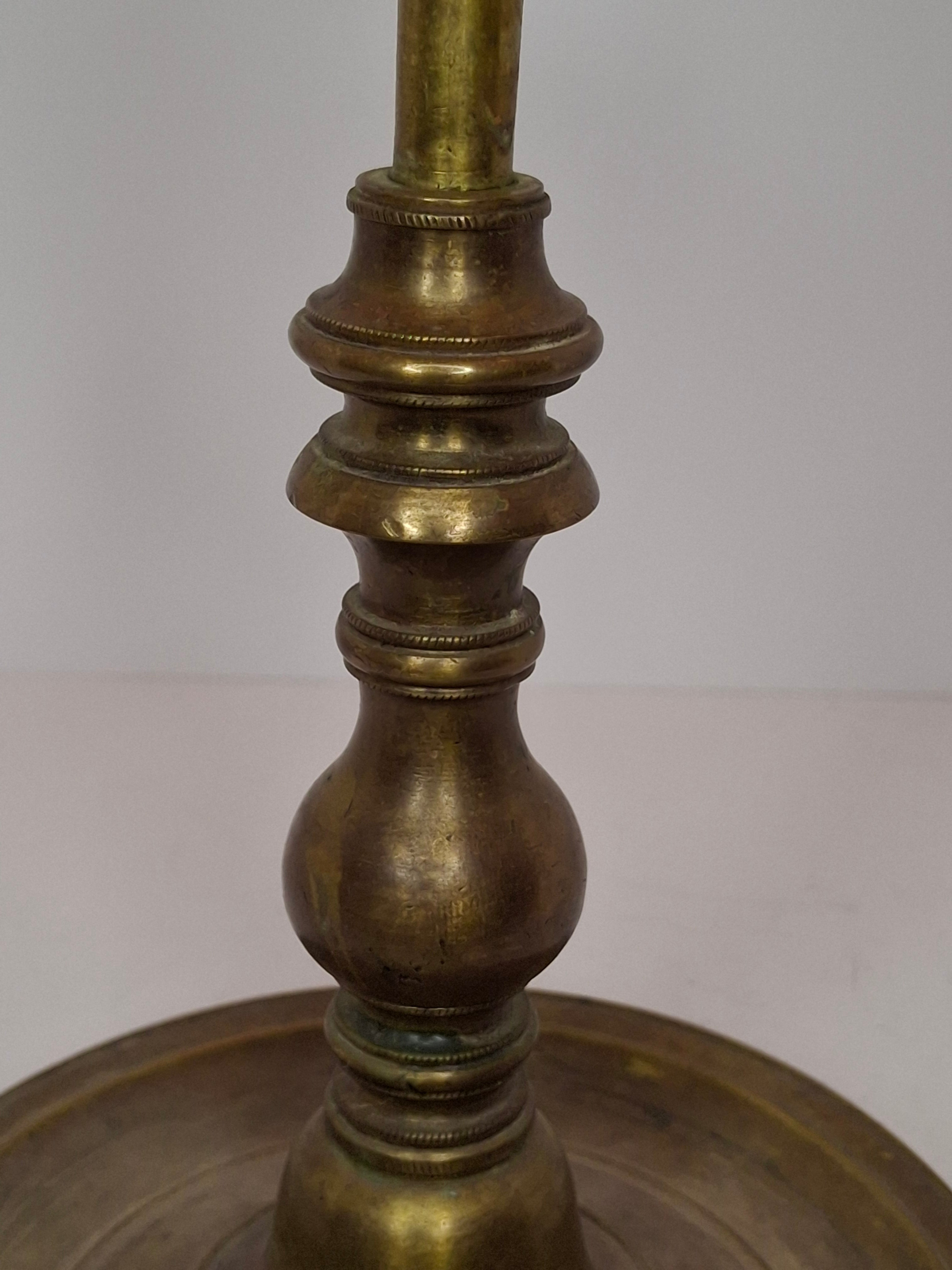 Antique Indian Adjusable Brass Oil fat Lamp with Elephant Hallmark - Deepak/Diya
