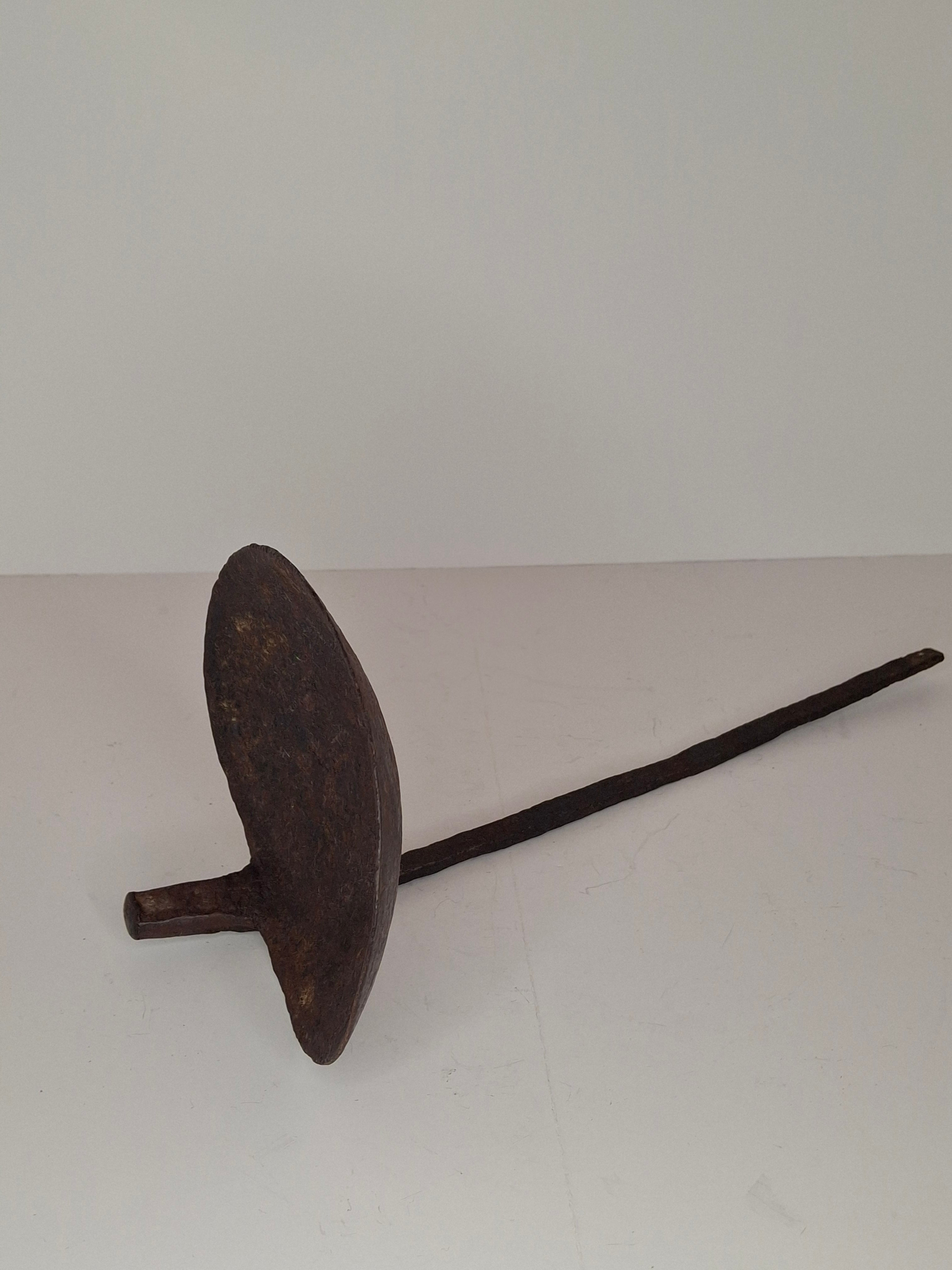 Authentic 9th–12th Century Viking Iron Spiked Fat Lamp – Hand-Forged One-Piece Construction, European, Provenance