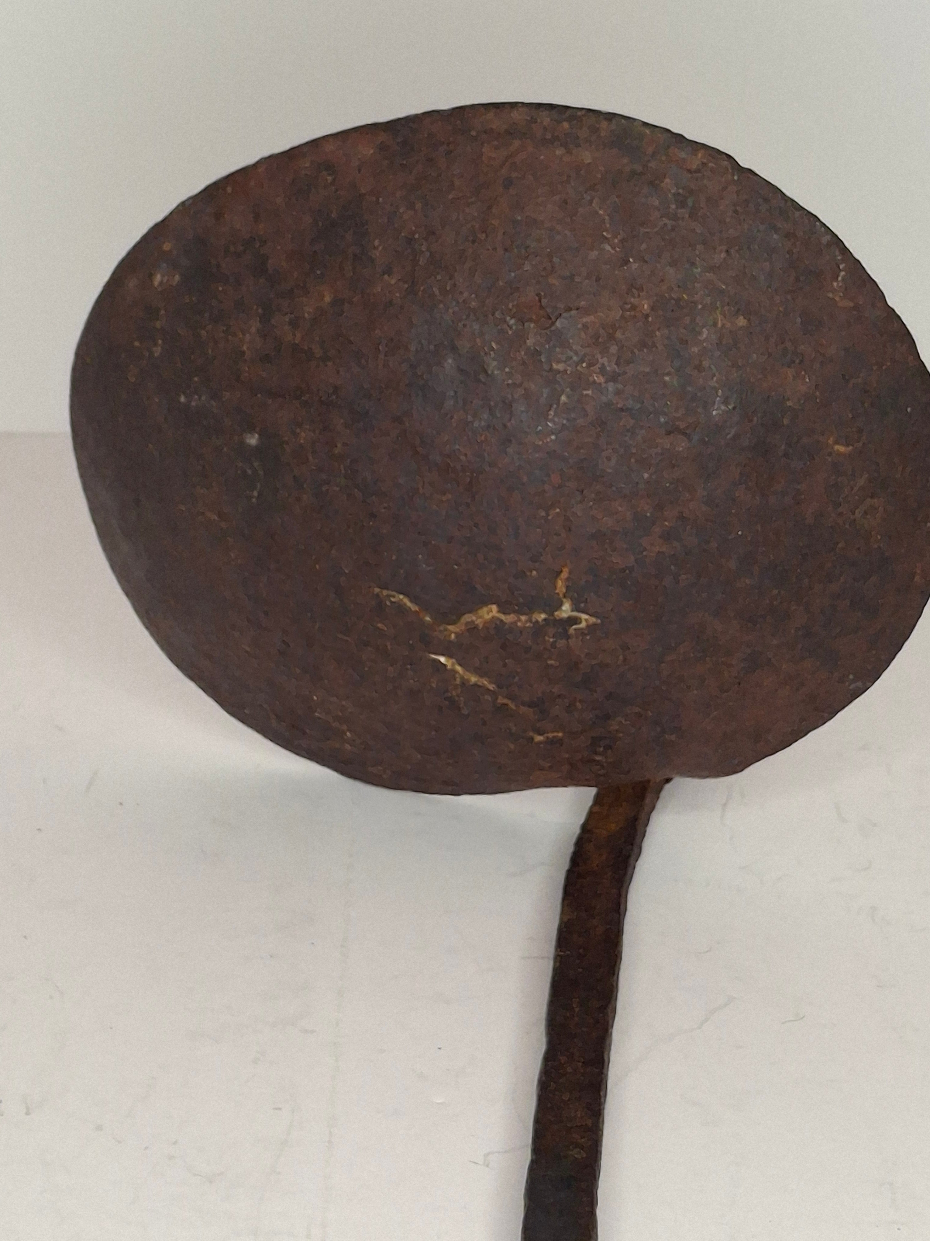 Authentic 9th–12th Century Viking Iron Spiked Fat Lamp – Hand-Forged One-Piece Construction, European, Provenance