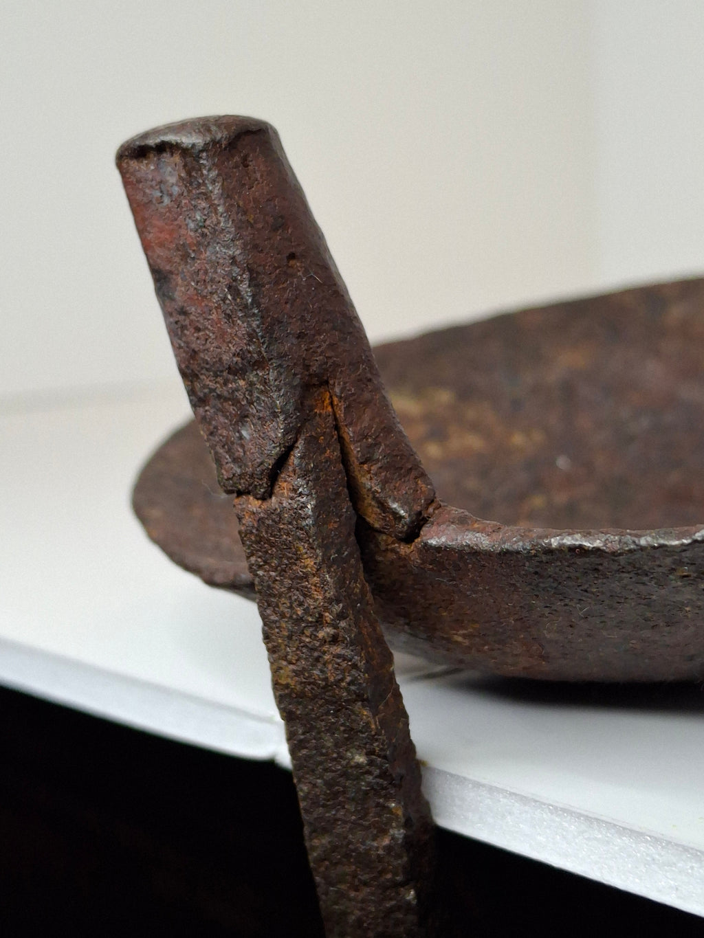 Authentic 9th–12th Century Viking Iron Spiked Fat Lamp – Hand-Forged One-Piece Construction, European, Provenance