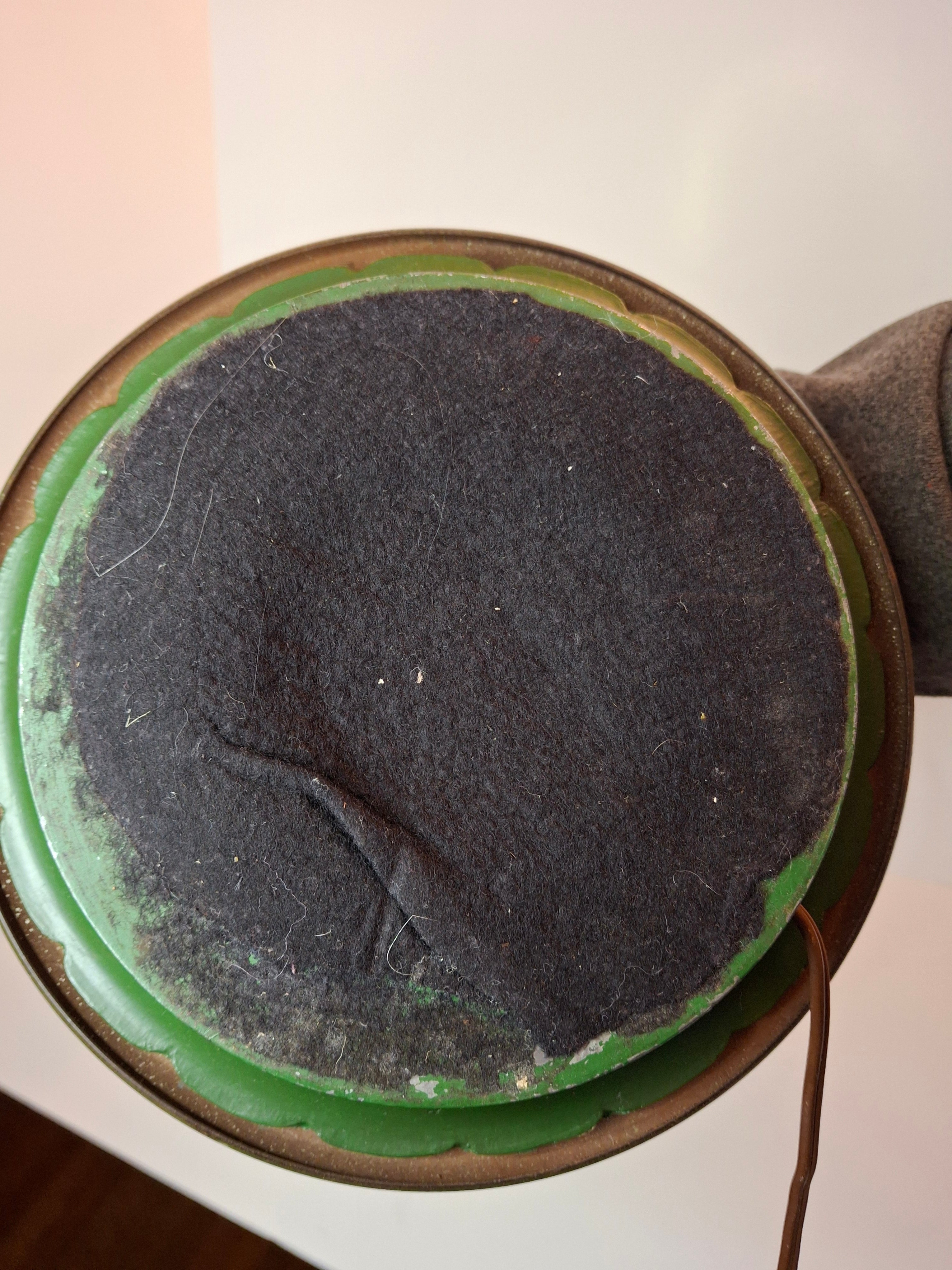 c. 1915 French Painted Tole Student Lamp Original Green & Gold, Fully Adjustable