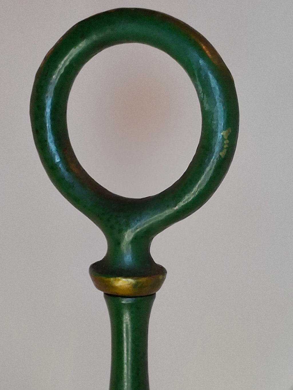 c. 1915 French Painted Tole Student Lamp Original Green & Gold, Fully Adjustable