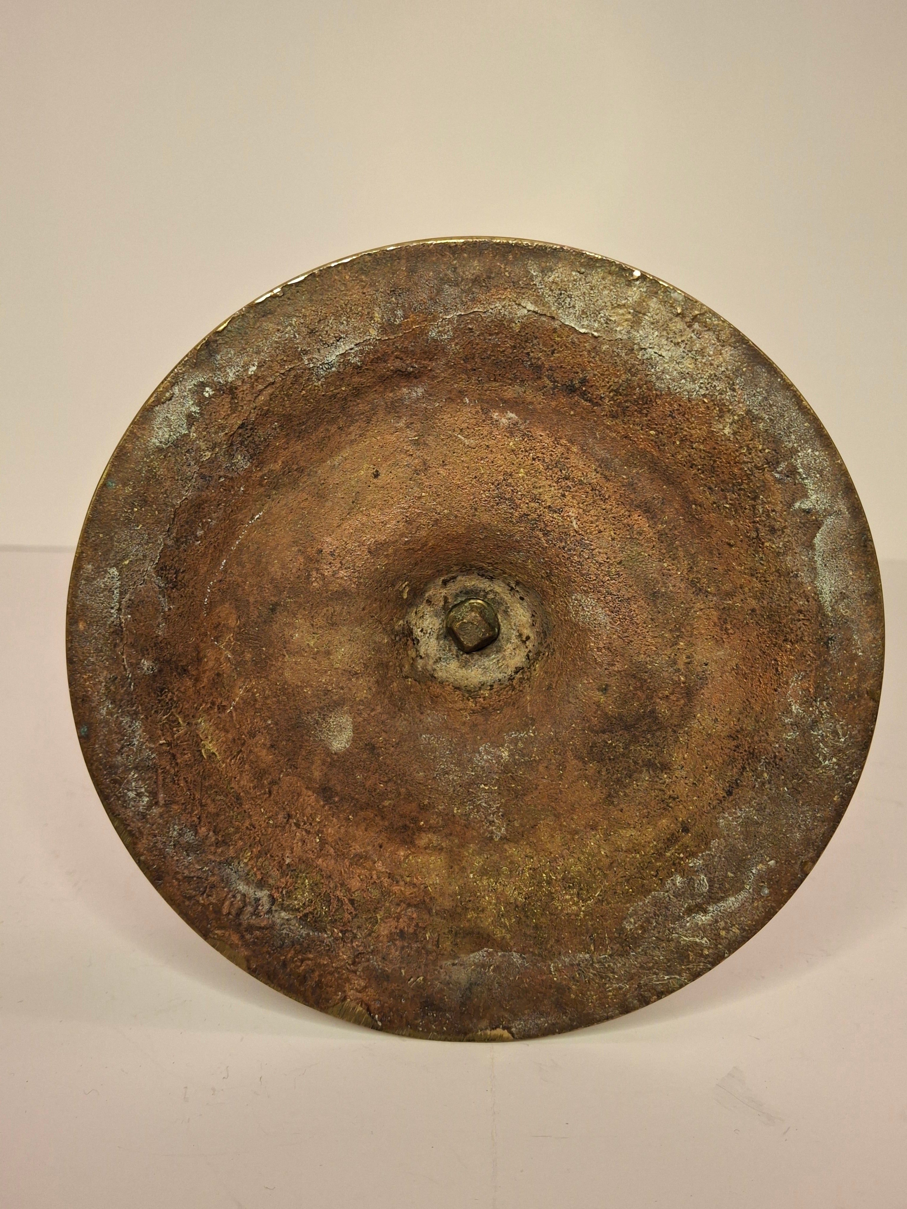 Antique 19th Century Eastern European Jewish Brass 5-Arm Sabbath Candelabrum with Mythical Bird Motifs & Original Dark Patina - Judaica