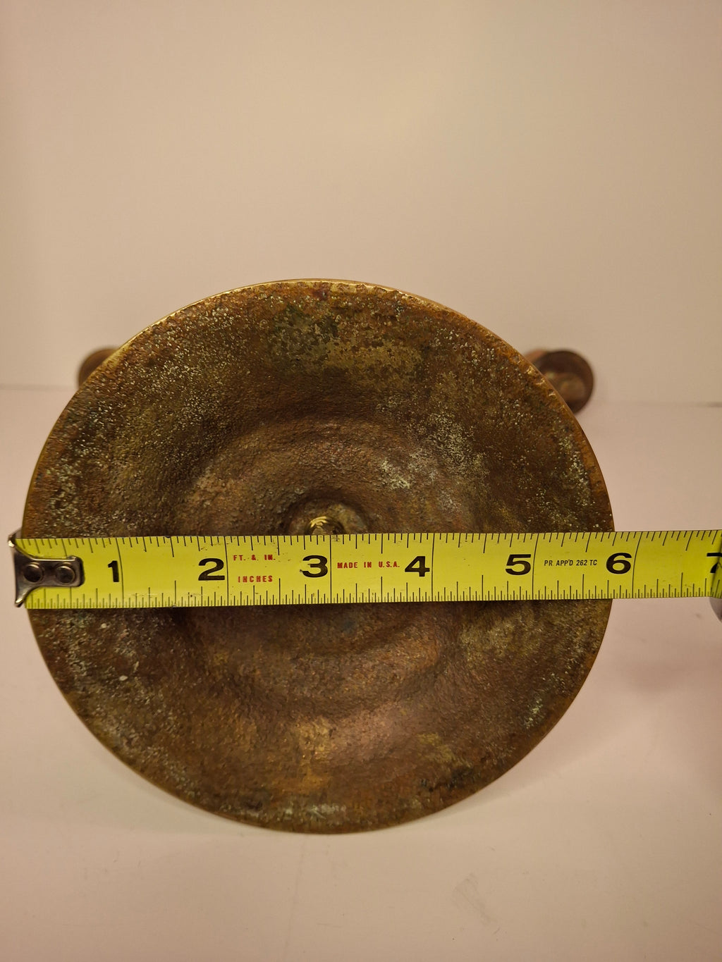 Antique 19th Century Eastern European Jewish Brass 5-Arm Sabbath Candelabrum with Mythical Bird Motifs & Original Dark Patina - Judaica