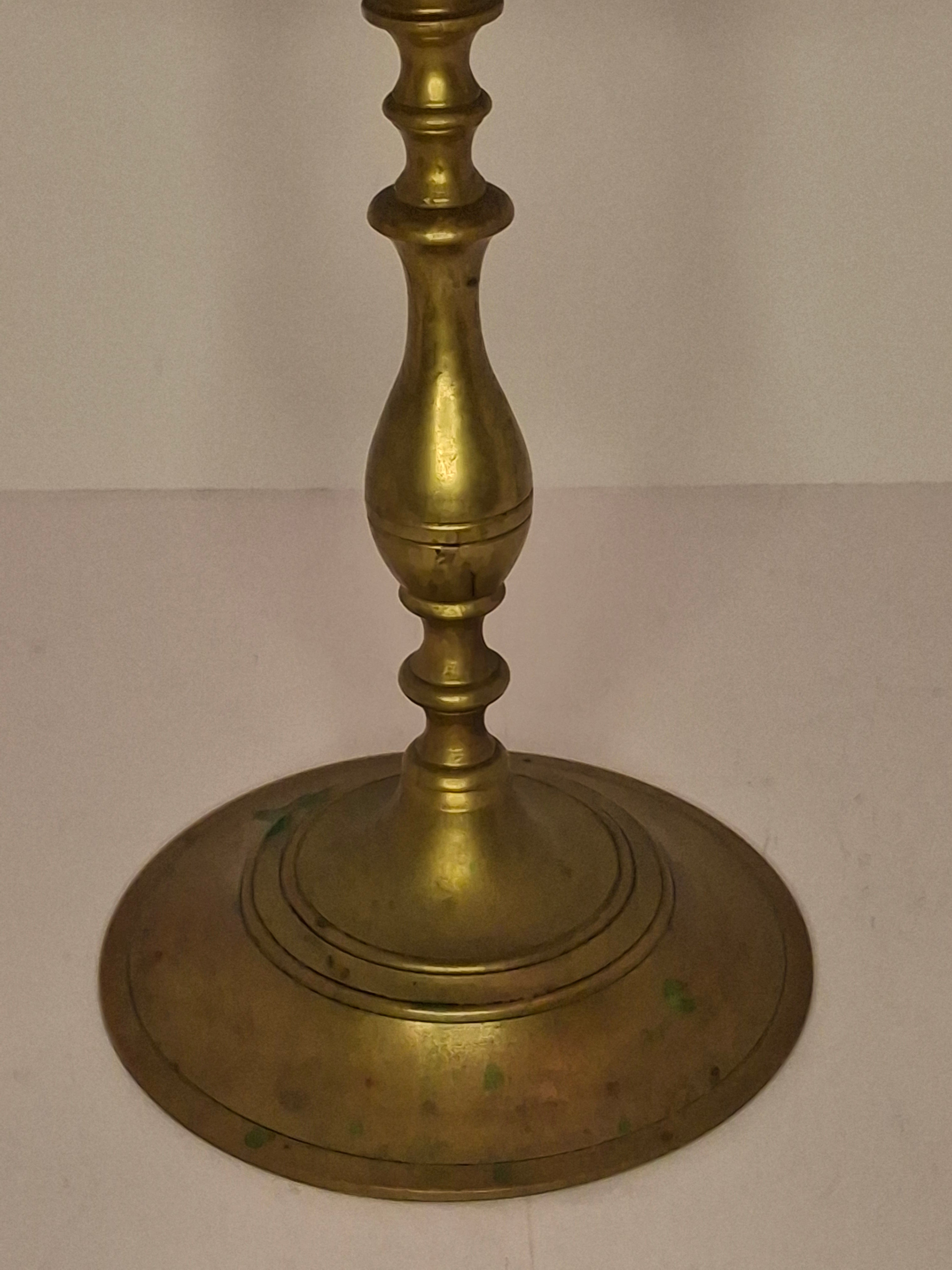 Antique 19th Century Eastern European Jewish Brass 5-Arm Sabbath Candelabrum with Mythical Bird Motifs & Original Dark Patina - Judaica