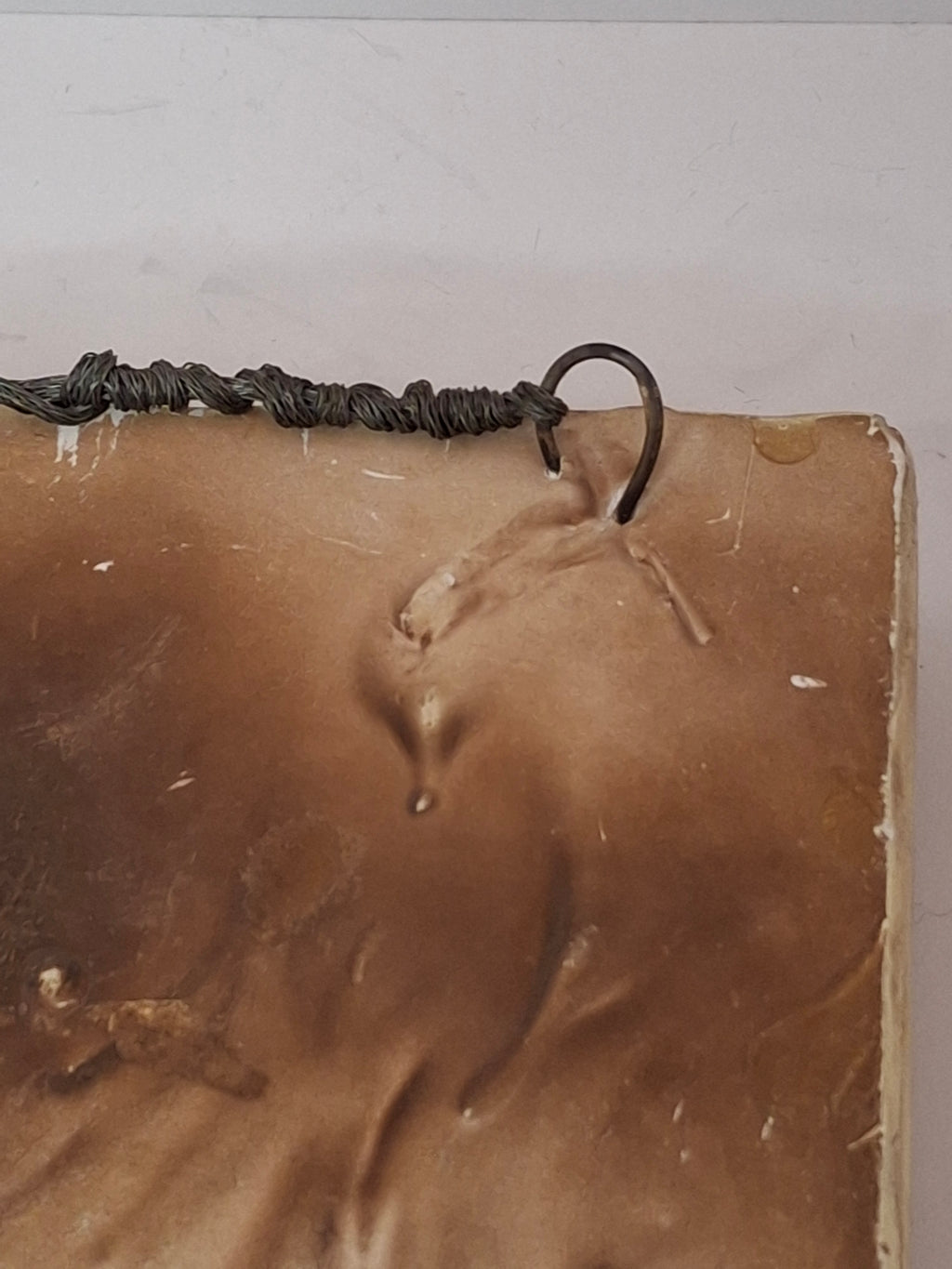 Vintage 1960s Israeli Ceramic Relief Wall Plaque - Bar Mitzvah Tefillin Ritual Father & Son Judaica Art Hanging - Heavy Signed-Style Piece