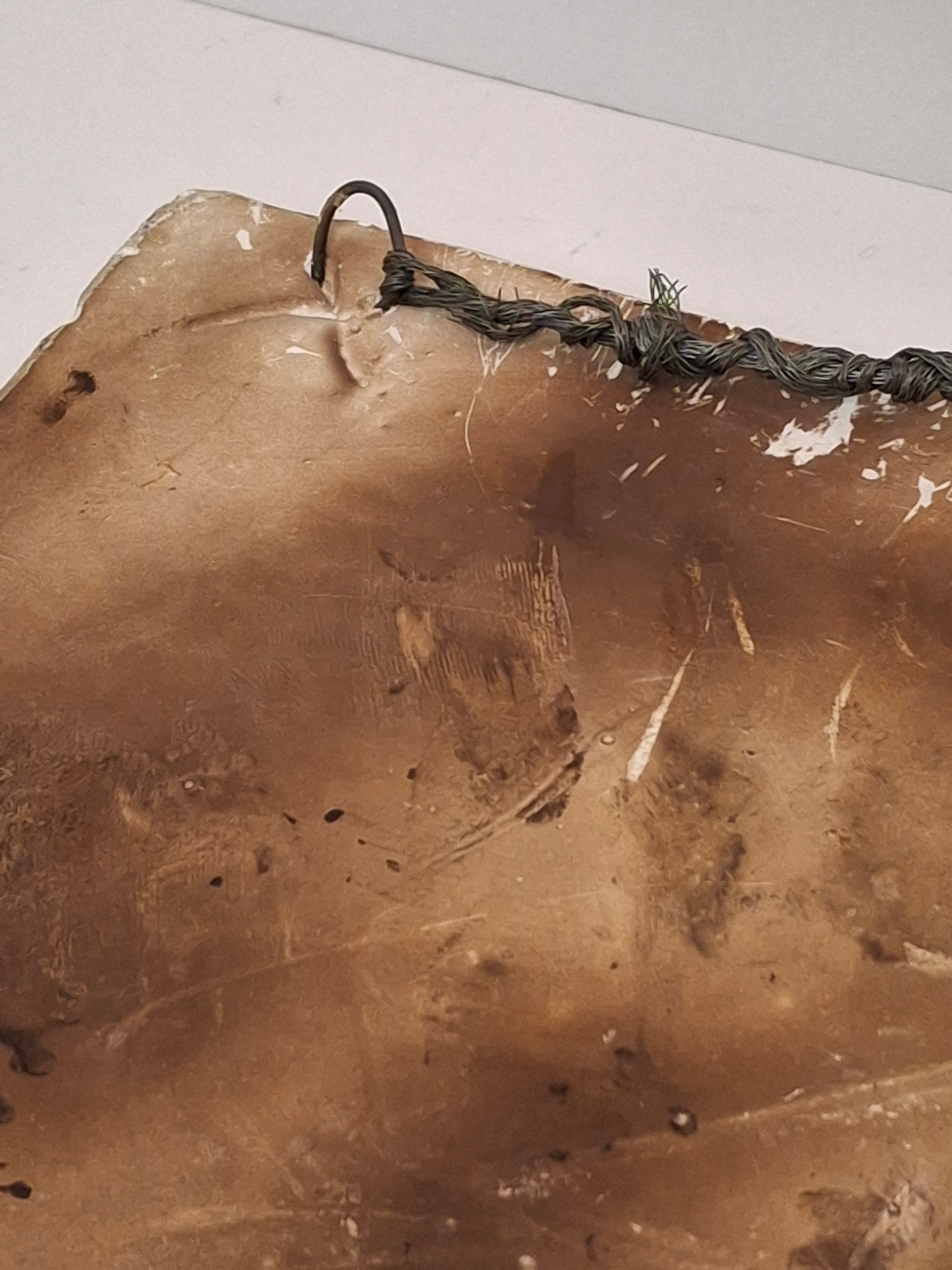 Vintage 1960s Israeli Ceramic Relief Wall Plaque - Bar Mitzvah Tefillin Ritual Father & Son Judaica Art Hanging - Heavy Signed-Style Piece