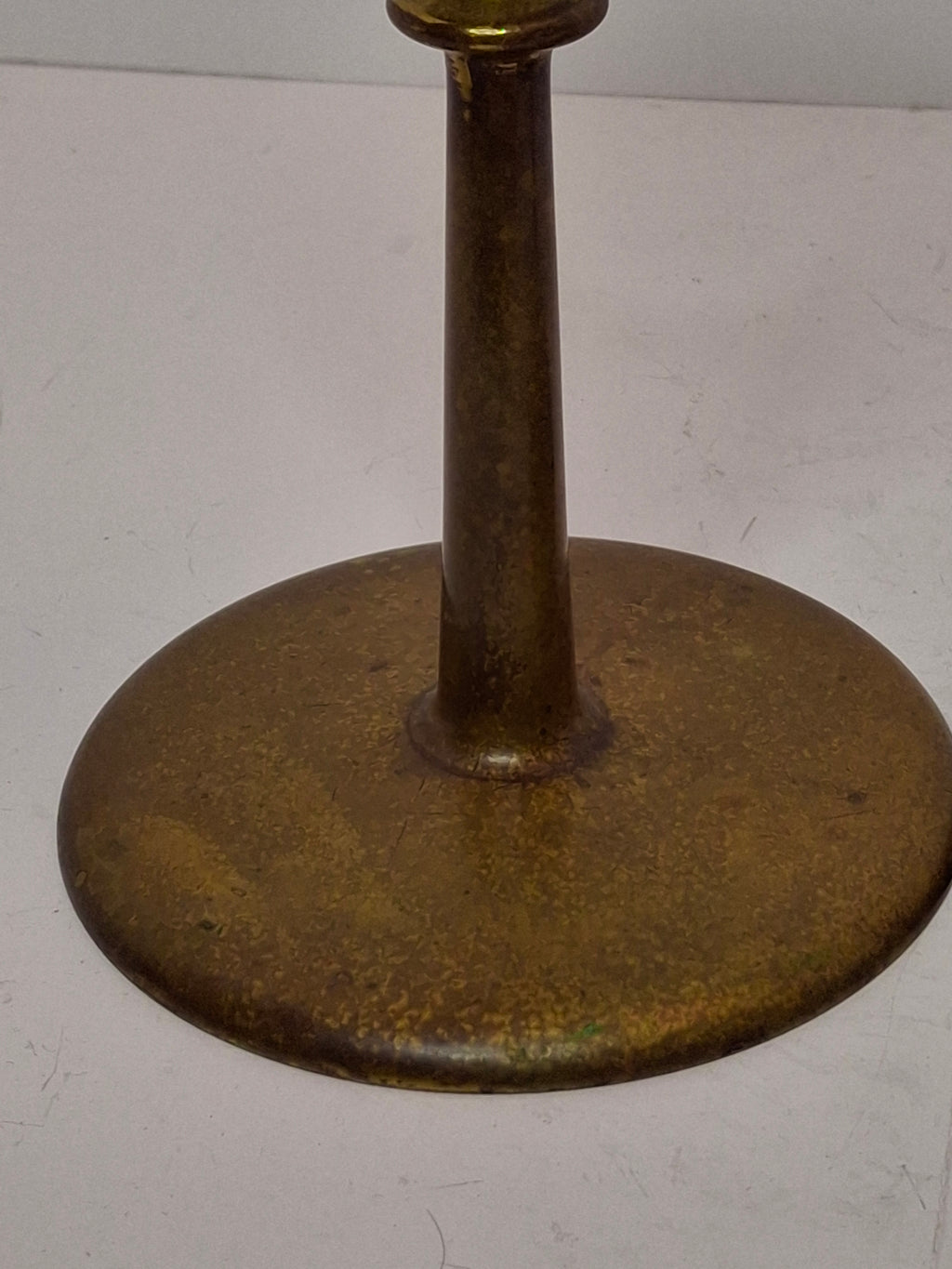 Pair Antique Eastern European Brass Shabbat Candlesticks with Verdigris Patina - Circa 1900 Polish Judaica, 6.5" Tall