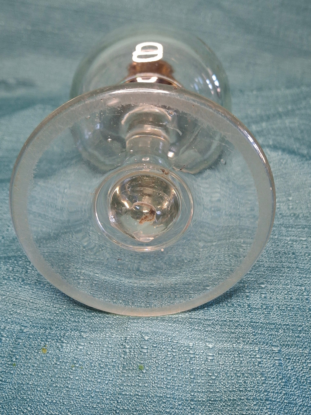 Antique 19thC Double Whale Oil Burner Glass Goblet Wine Stem Lamp, c.1820-1850