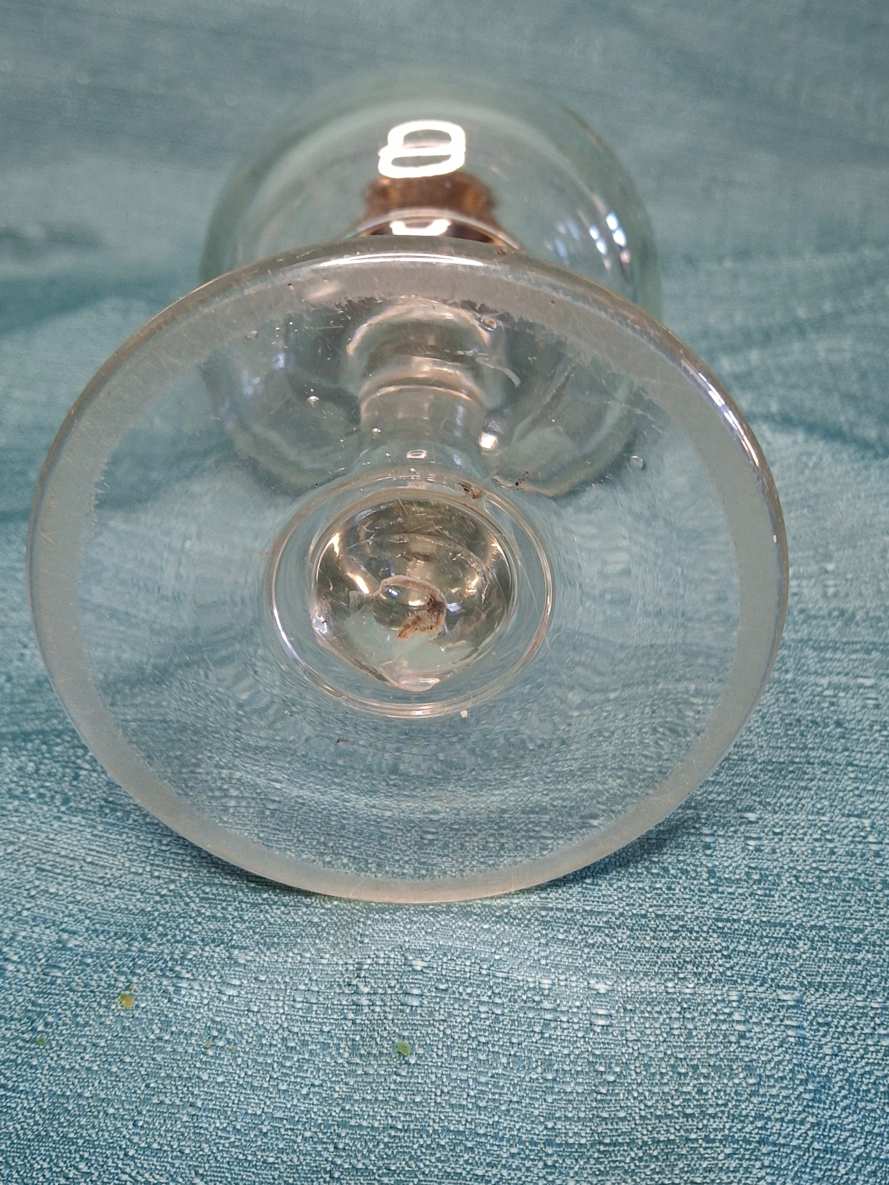 Antique 19thC Double Whale Oil Burner Glass Goblet Wine Stem Lamp, c.1820-1850