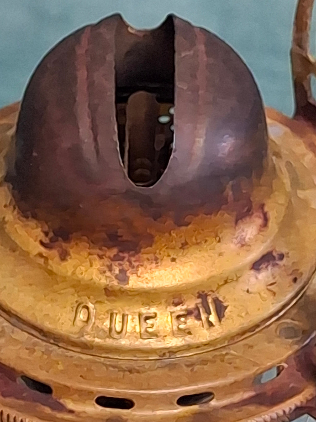 Antique Clear Pressed Glass Kerosene Oil Lamp with Queen Anne Burner, USA c. 1900 - Victorian Era