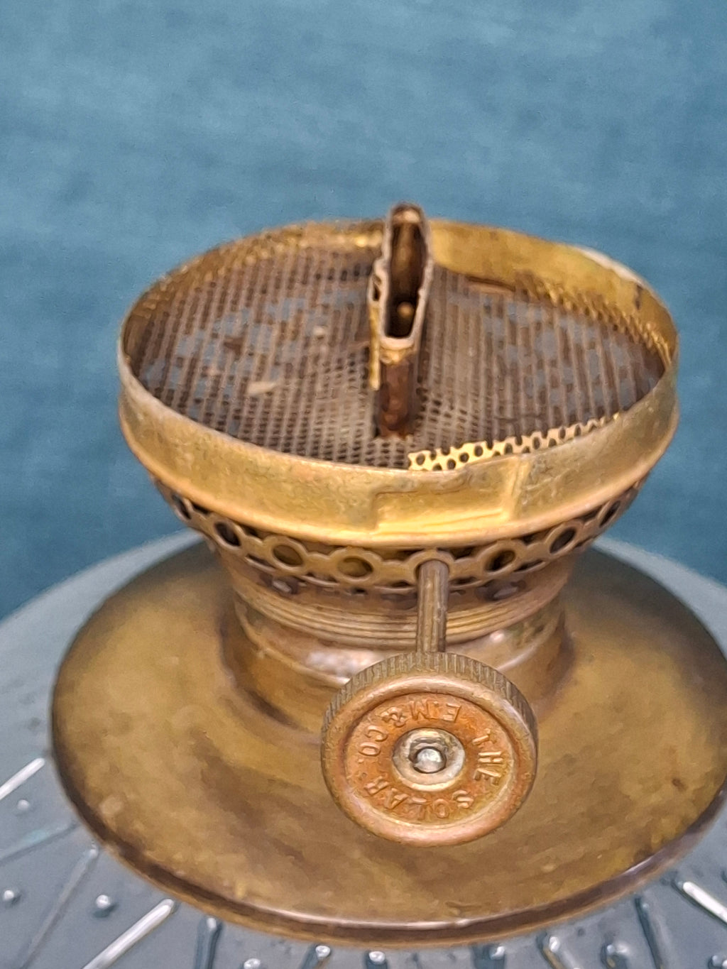 19th C. Edward Miller & Co. 'Solar' Central-Draft Kerosene Lamp Painted Floral