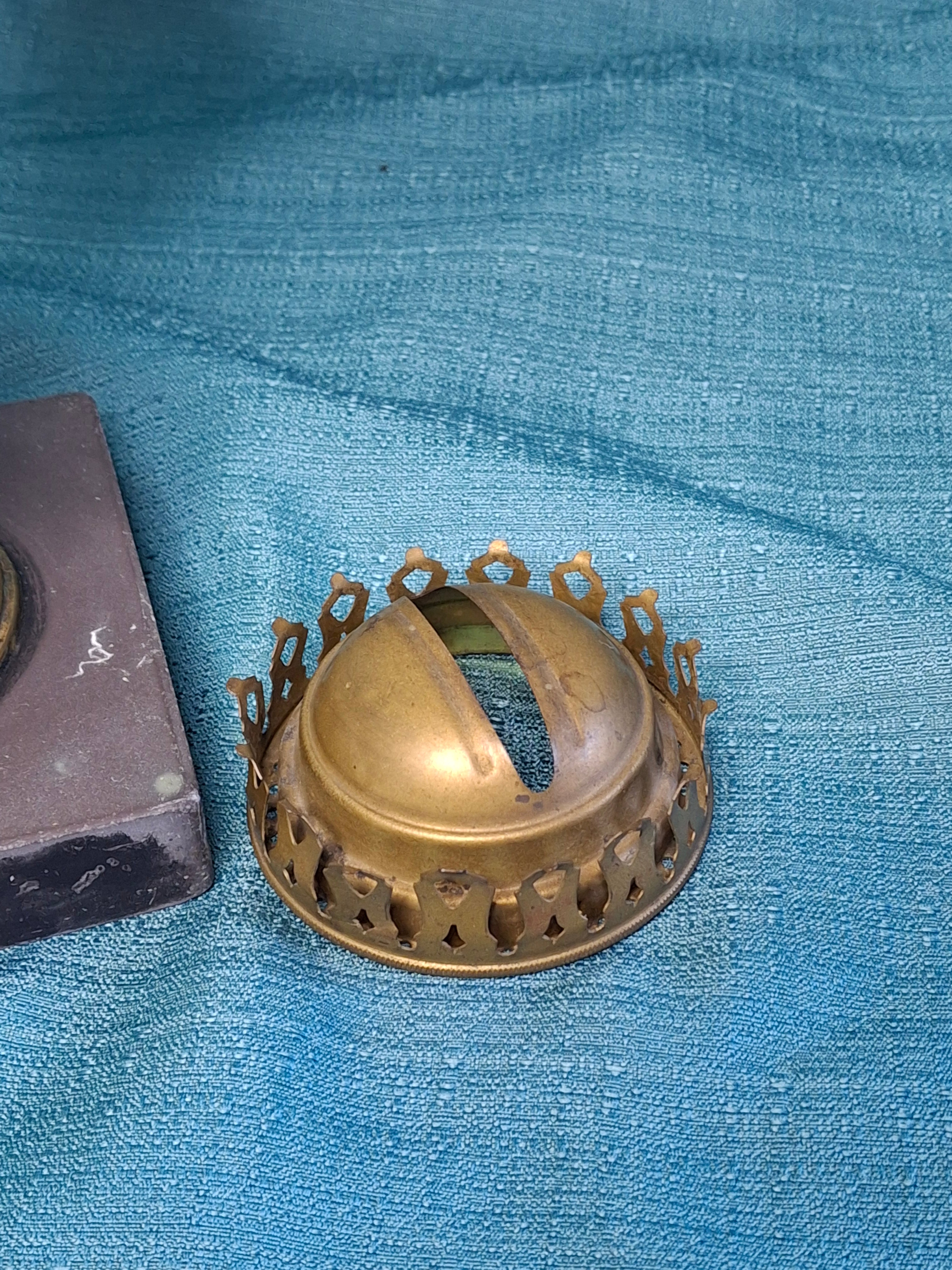 19th C. Edward Miller & Co. 'Solar' Central-Draft Kerosene Lamp Painted Floral