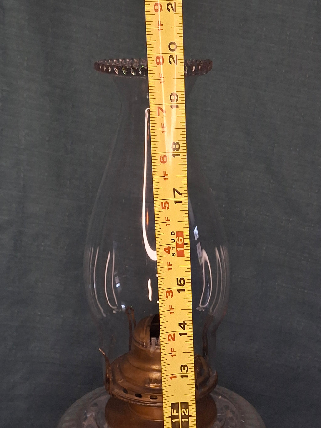 Vintage Scovill Queen Anne #2 Oil Lamp with Etched Glass Font & Painted Base