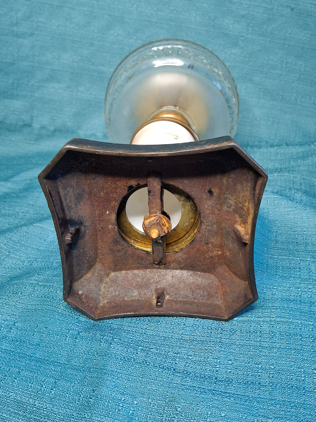 Vintage Scovill Queen Anne #2 Oil Lamp with Etched Glass Font & Painted Base