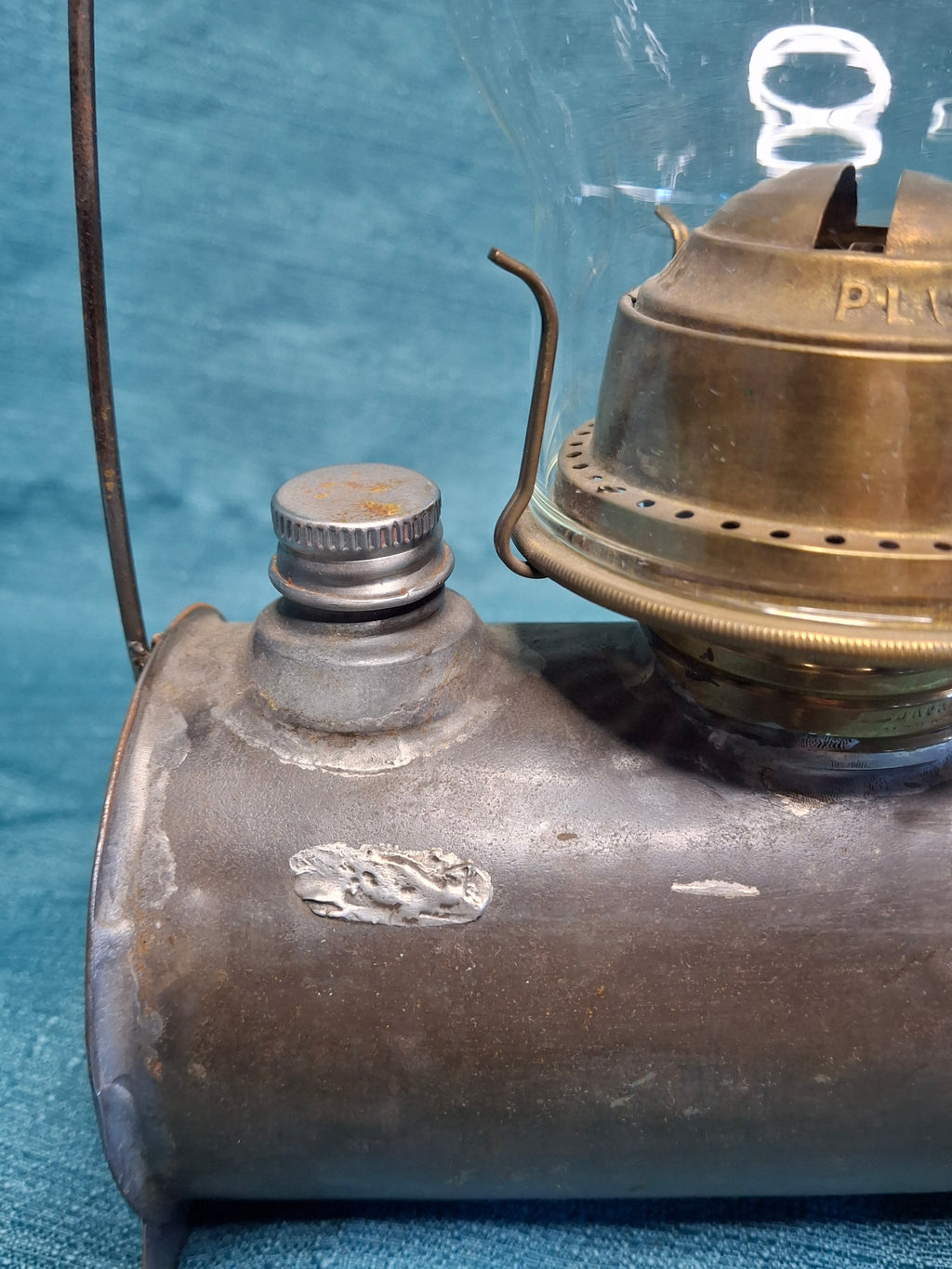 Antique Victorian Duplex Kerosene Oil Lamp w/ Eagle and Plume & Atwood Brass Burners