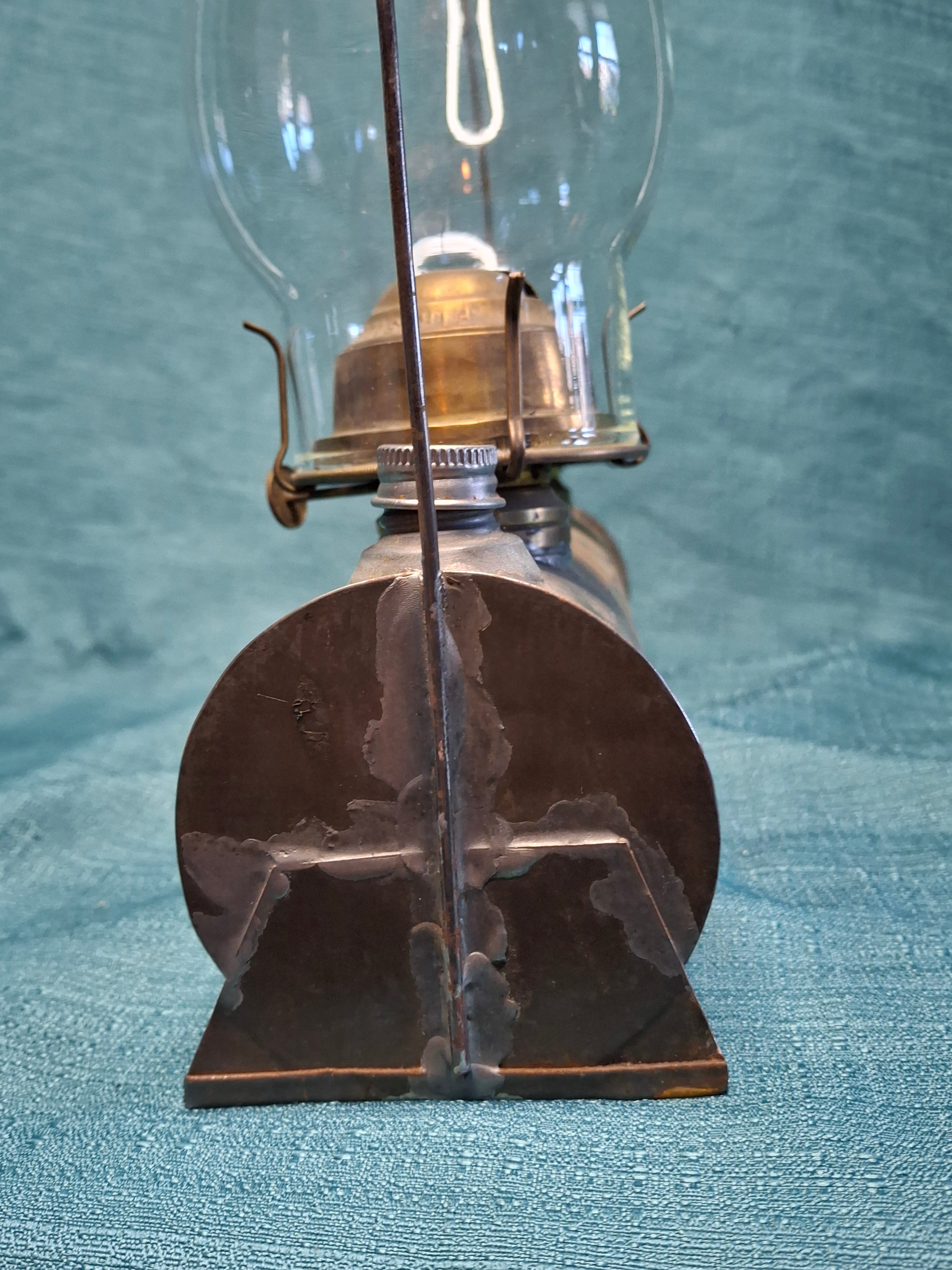 Antique Victorian Duplex Kerosene Oil Lamp w/ Eagle and Plume & Atwood Brass Burners