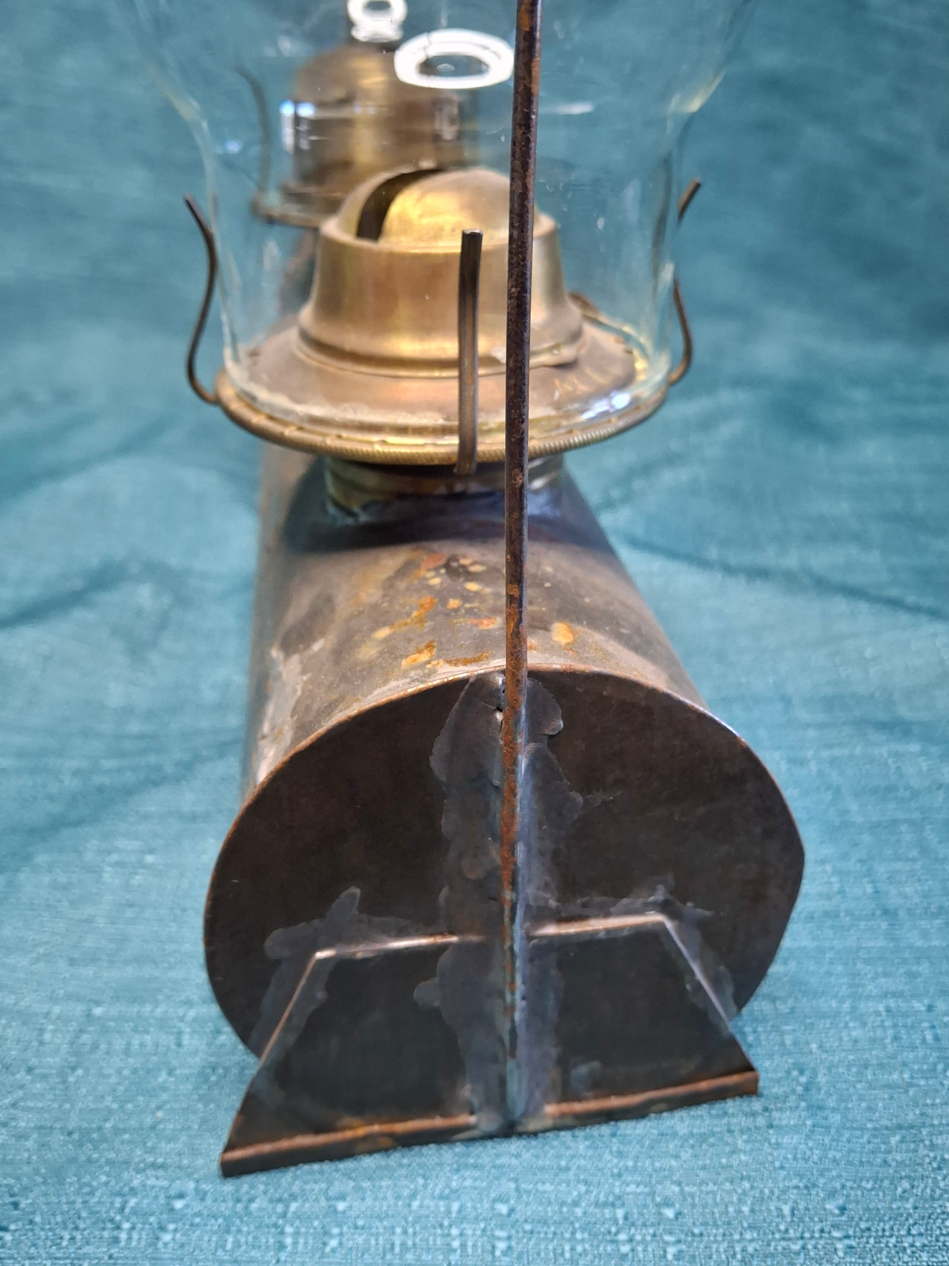 Antique Victorian Duplex Kerosene Oil Lamp w/ Eagle and Plume & Atwood Brass Burners