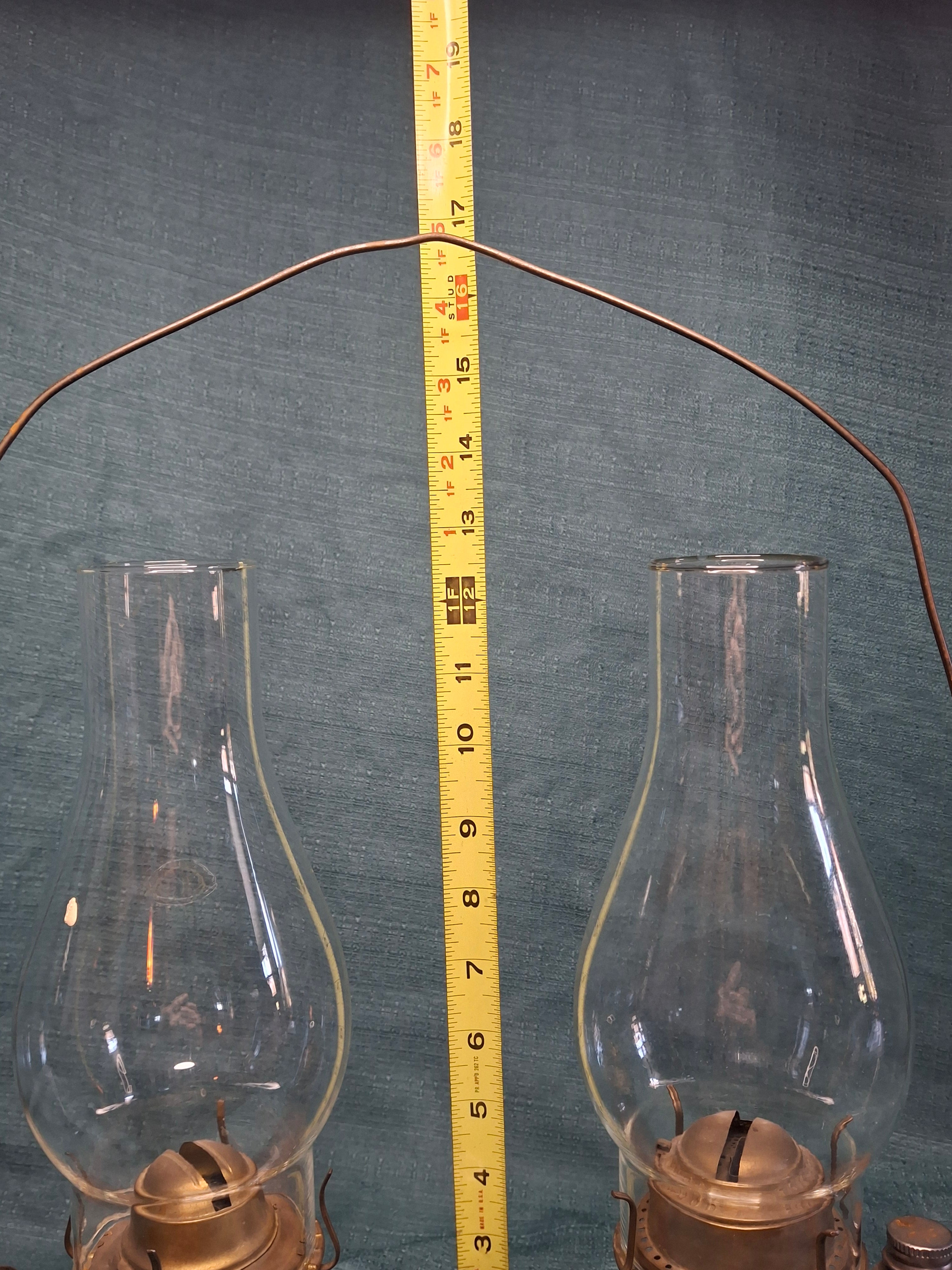 Antique Victorian Duplex Kerosene Oil Lamp w/ Eagle and Plume & Atwood Brass Burners