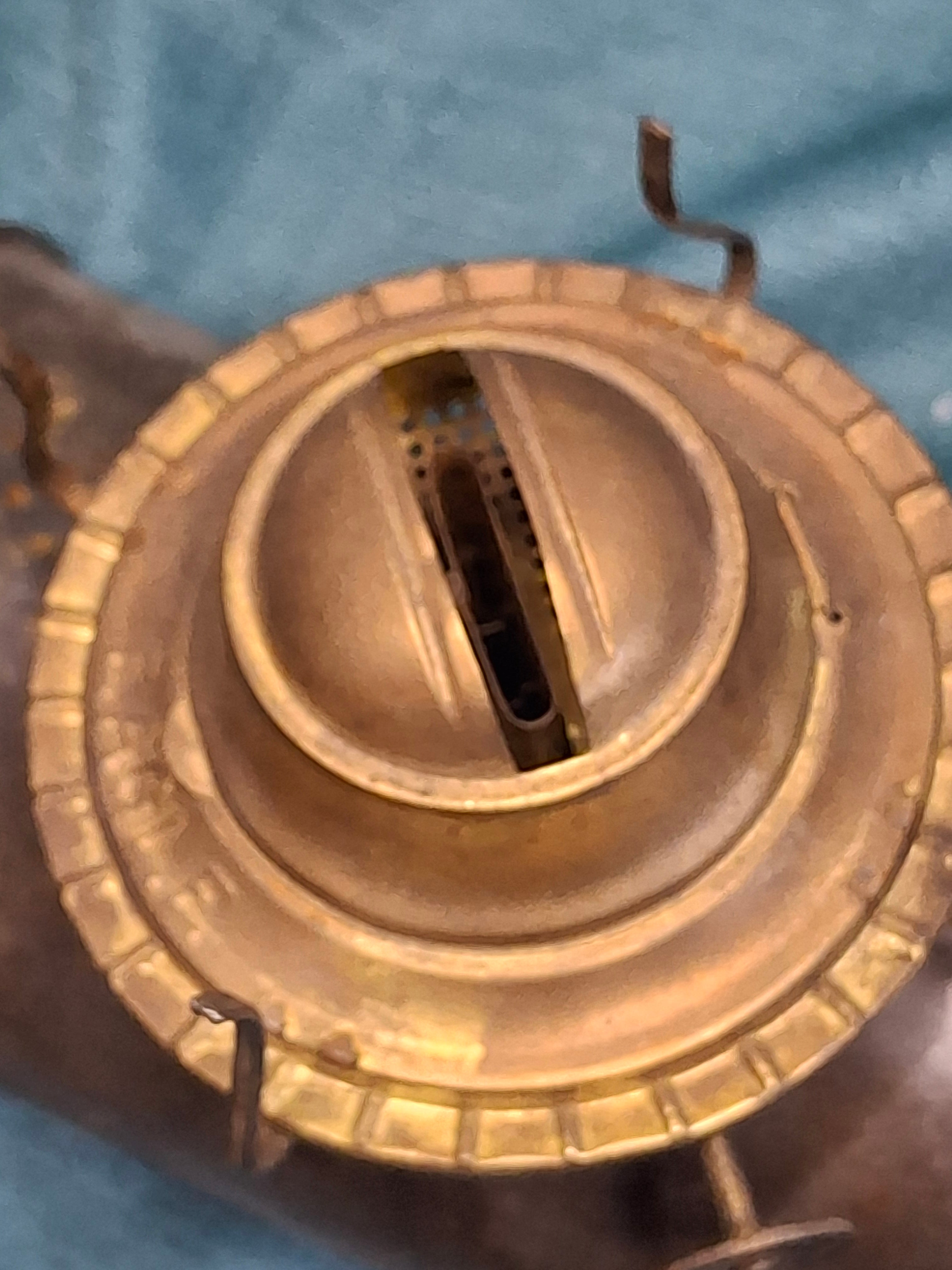 Antique Victorian Duplex Kerosene Oil Lamp w/ Eagle and Plume & Atwood Brass Burners