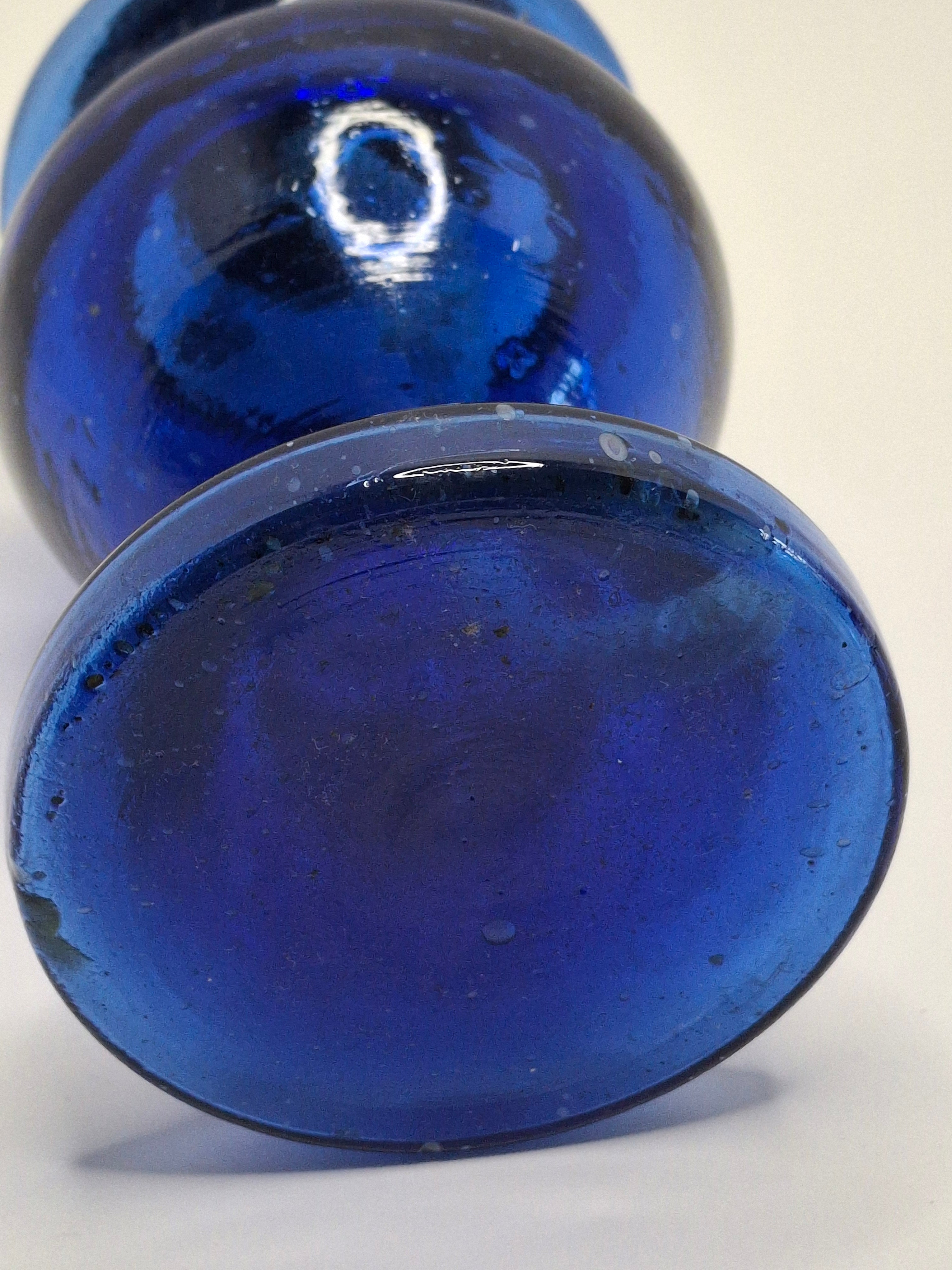 Vintage Antique Blue Kerosene Oil Lamp, Rare Sterling Wick Knob, Unique Glass Chimney Circa 1900