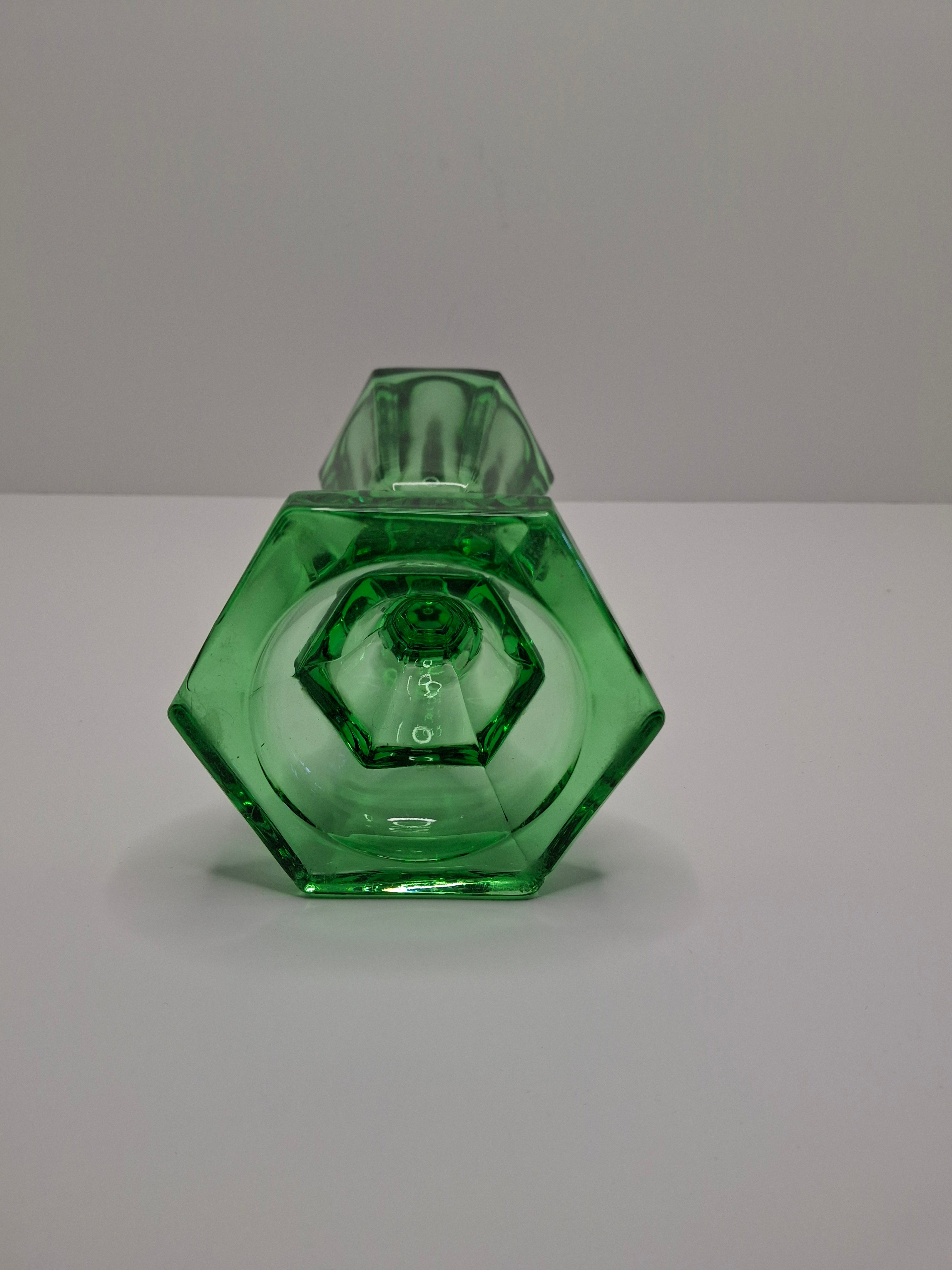 Antique 1840s Green Pressed Glass Double Whale Oil Burner Lamp - Threaded Font with Original Rusty Wick Tubes, 4" Tall