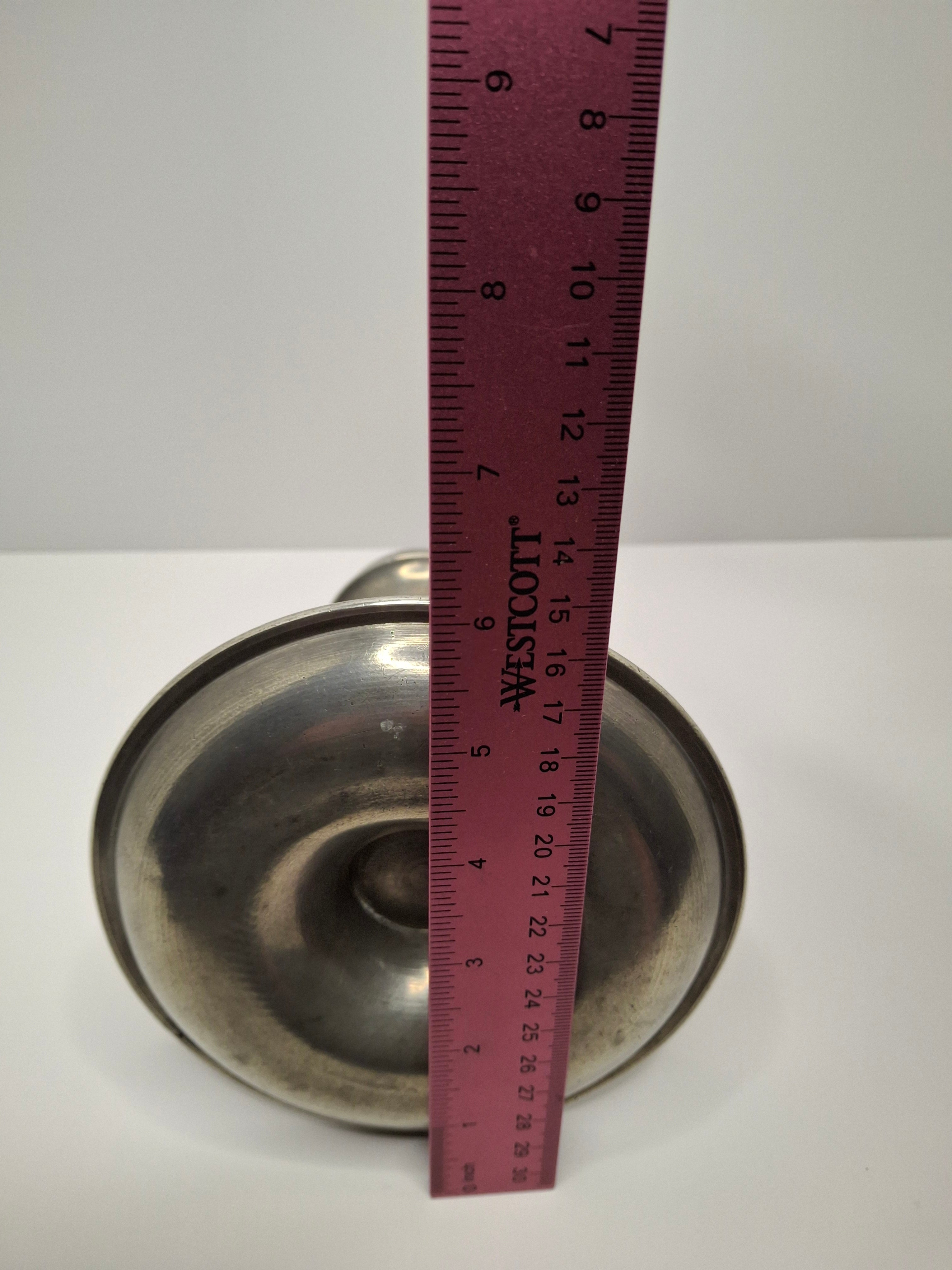 Antique 1835-1846 Samuel Rust Patent Burner Pewter Lard/Whale Oil Finger Lamp - New York Marked - Rare 19thC Lighting