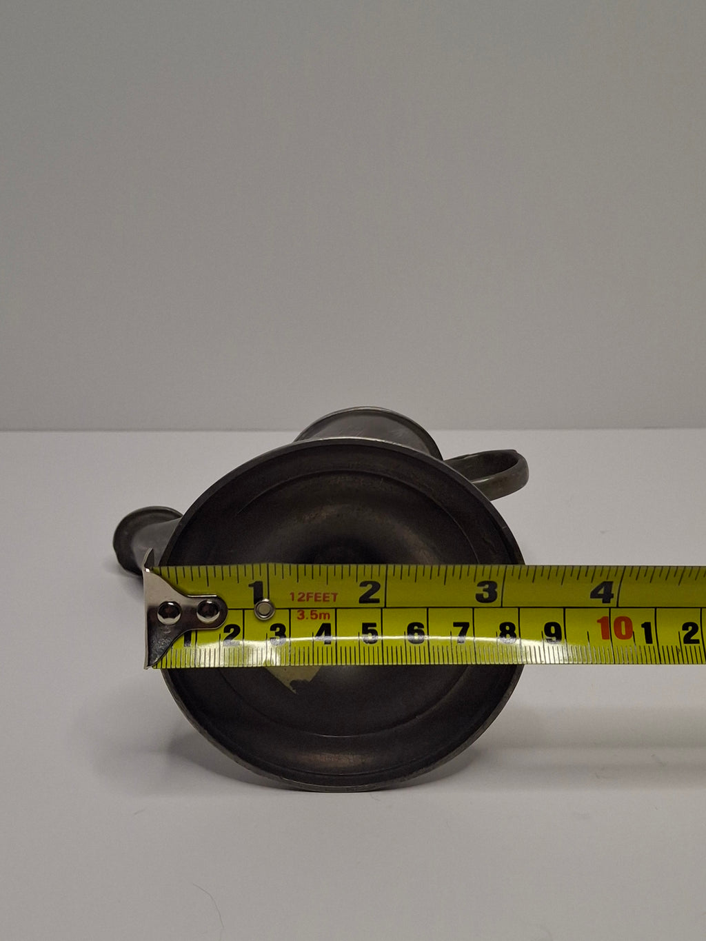 Lot of 2 - Antique 19th Century Pewter Whale Oil Fat Lamps with Figurine, Wick Pick - European