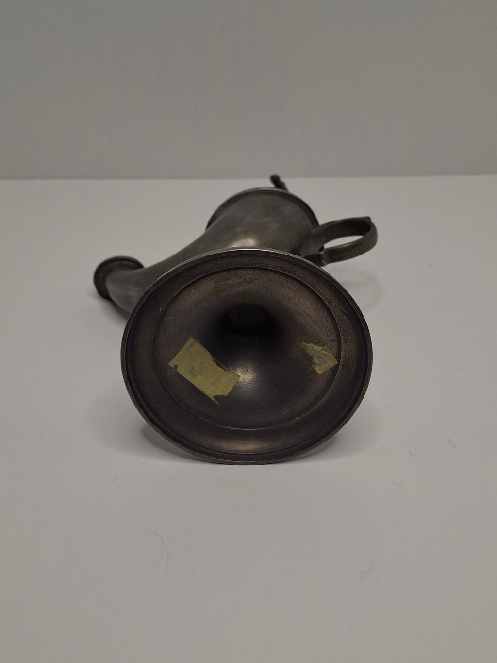 Lot of 2 - Antique 19th Century Pewter Whale Oil Fat Lamps with Figurine, Wick Pick - European