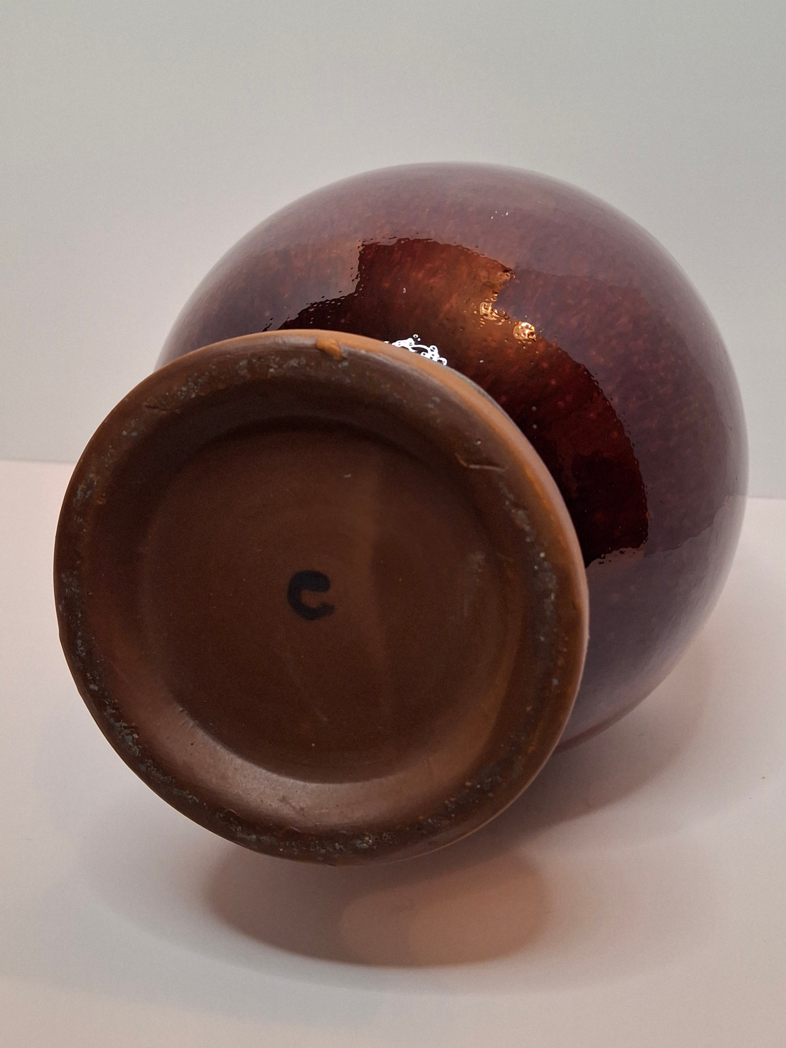 Mid-Century Chinese Jingdezhen Oxblood Porcelain Vase with Chi Dragon Handles, Flambé Glaze, 12.5" Tall – Vintage Reproduction