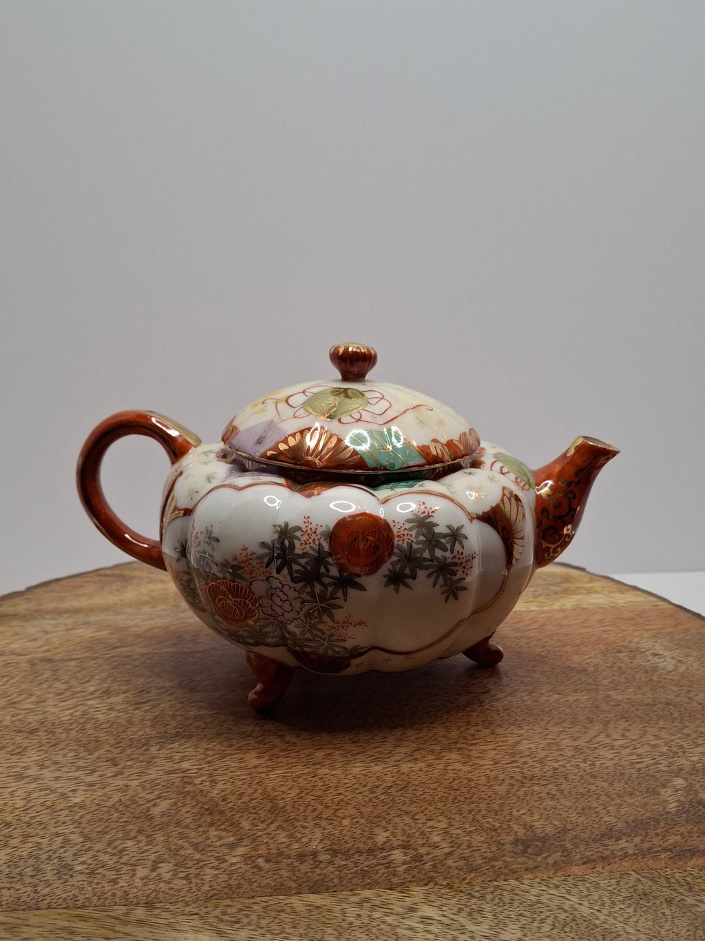 Vintage Japanese Satsuma Hododa Porcelain Teapot w/ Lid - Meiji - Hand-Painted