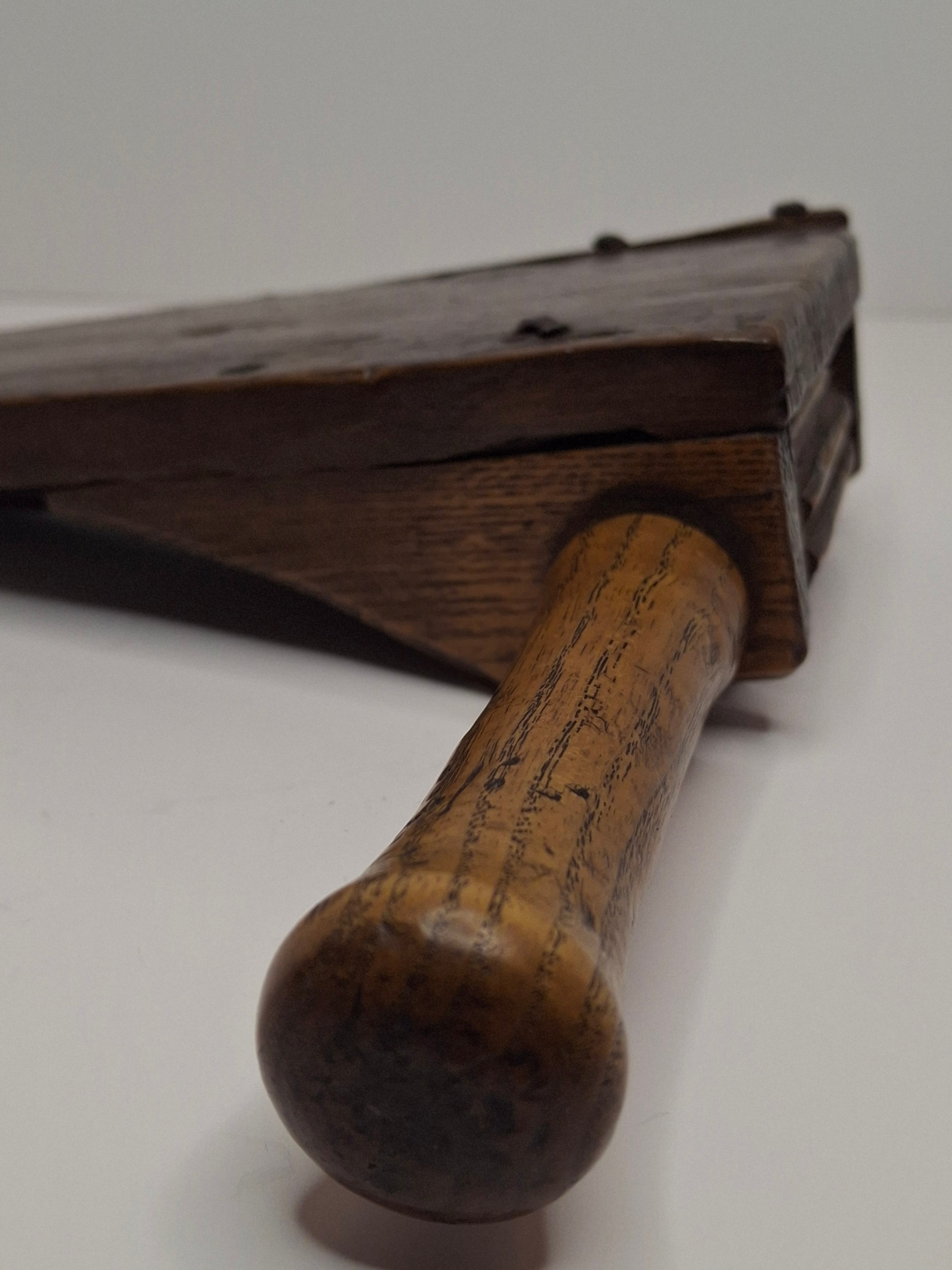 Museum Quality Extremely Rare 18th-Century Eastern European All-Wood Purim Grogger – Hand-Carved Ratchet Noisemaker, Galicia/Poland, ca. 1750-1820