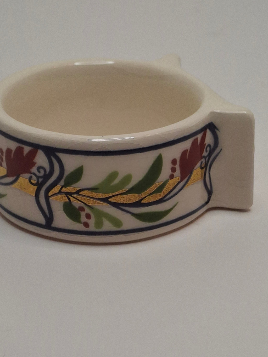 Vintage Set of 12 Danny Azoulay Jerusalem Judaica Ceramic Napkin Rings - Hand-Painted Mosaic Hebrew Motifs, Original Box, Excellent Condition