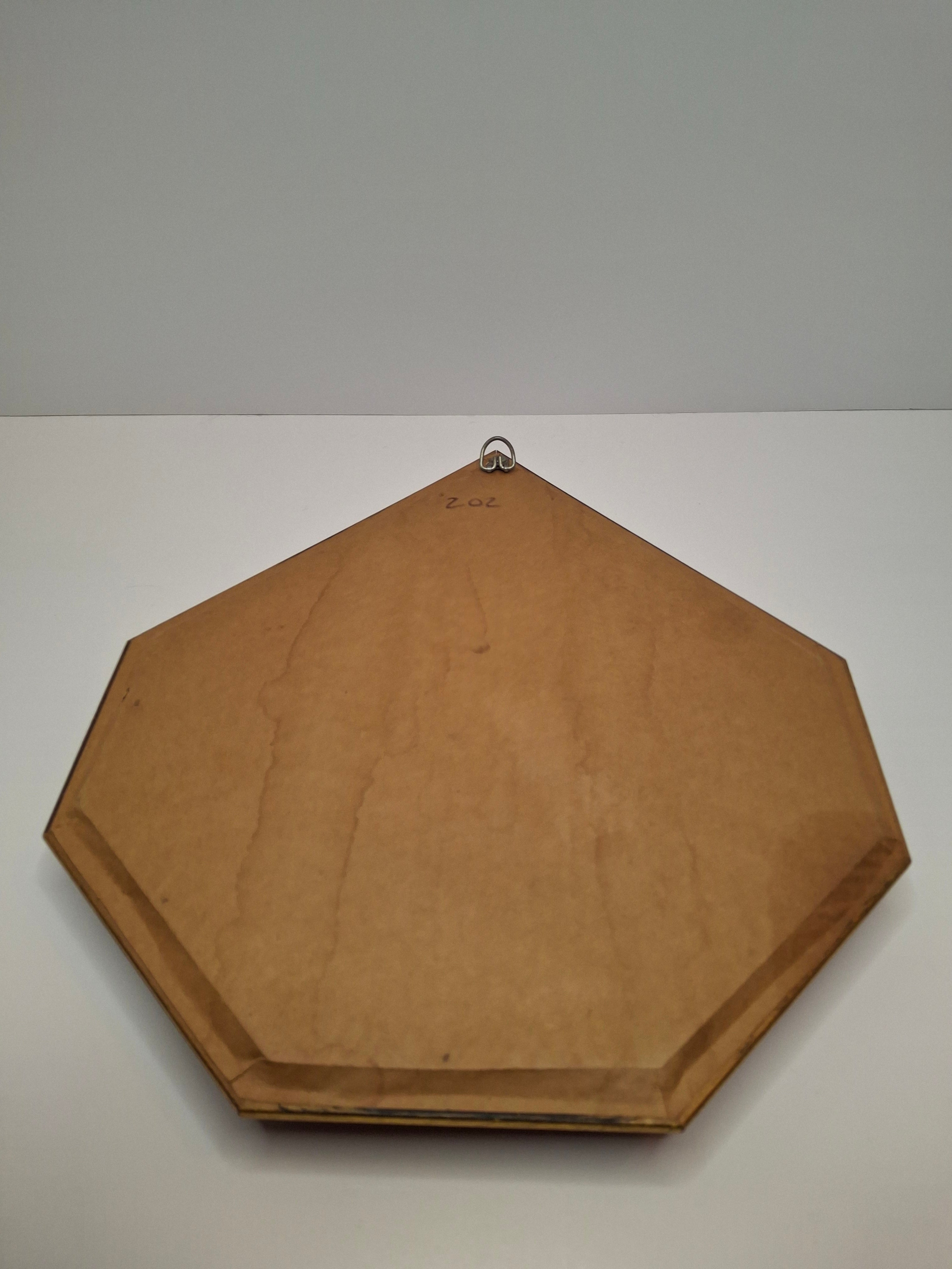 Vintage Mid-Century Judaica Ten Commandments Wall Plaque with Lions of Judah, Crown, Gold Frame & Black Velvet Background