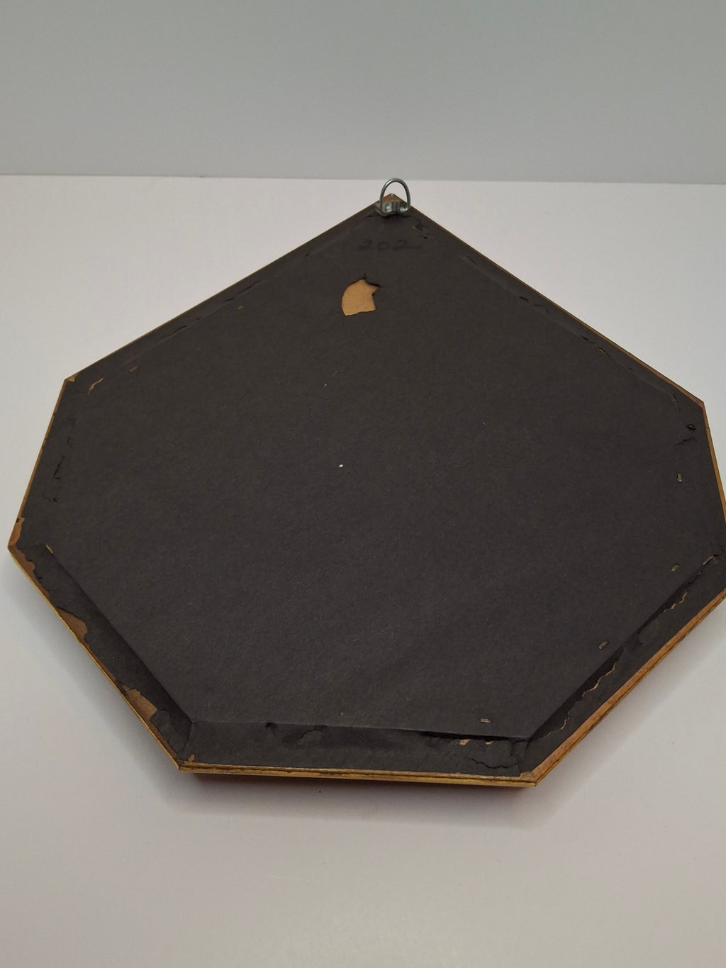 Vintage Mid-Century Judaica Ten Commandments Wall Plaque with Lions of Judah, Crown, Gold Frame & Red Velvet Background