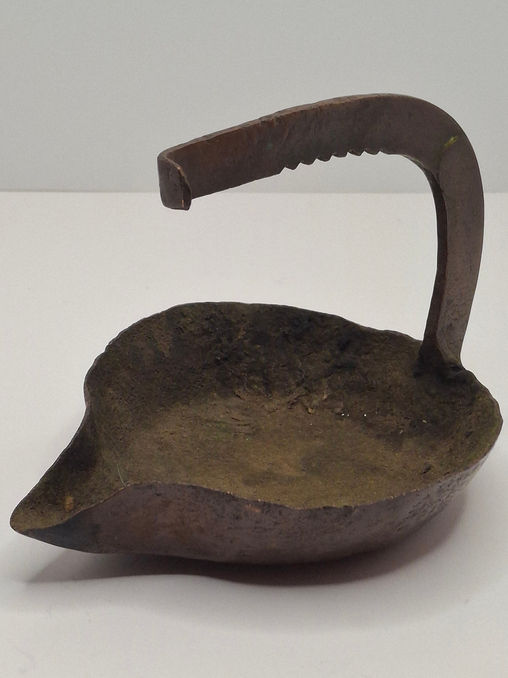 Antique 18th C. Rare Wrought Thick Copper Alloy Betty Fat Lamp