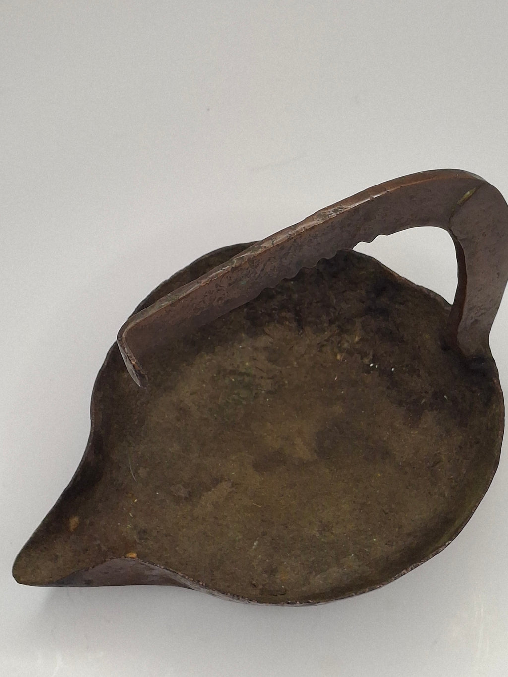 Antique 18th C. Rare Wrought Thick Copper Alloy Betty Fat Lamp