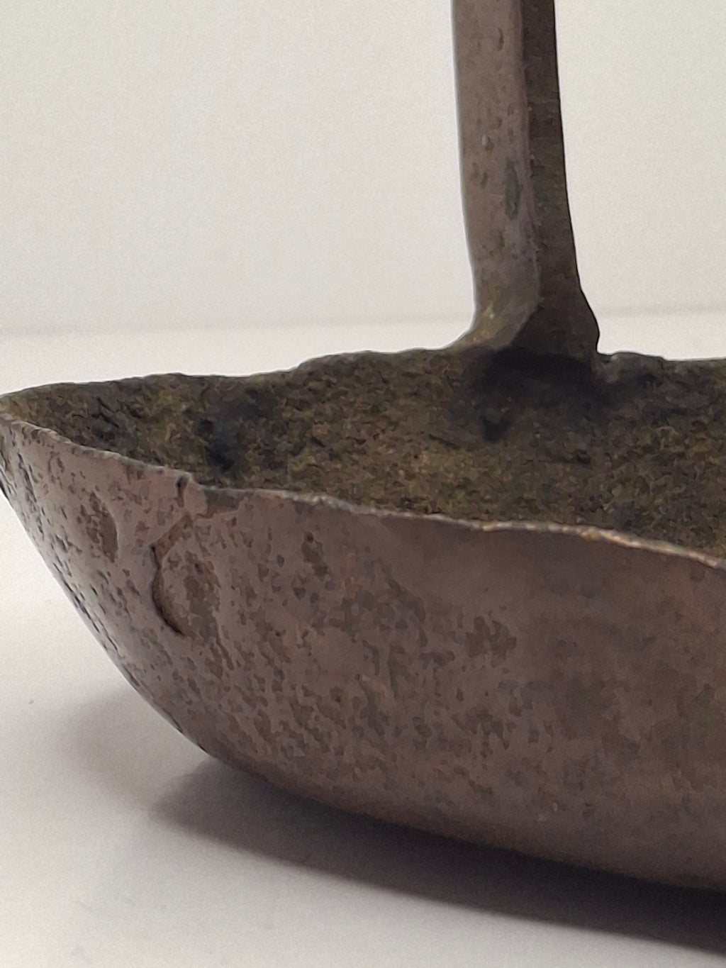 Antique 18th C. Rare Wrought Thick Copper Alloy Betty Fat Lamp