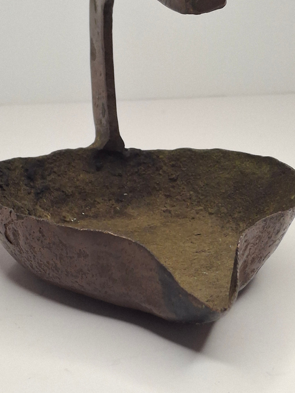 Antique 18th C. Rare Wrought Thick Copper Alloy Betty Fat Lamp