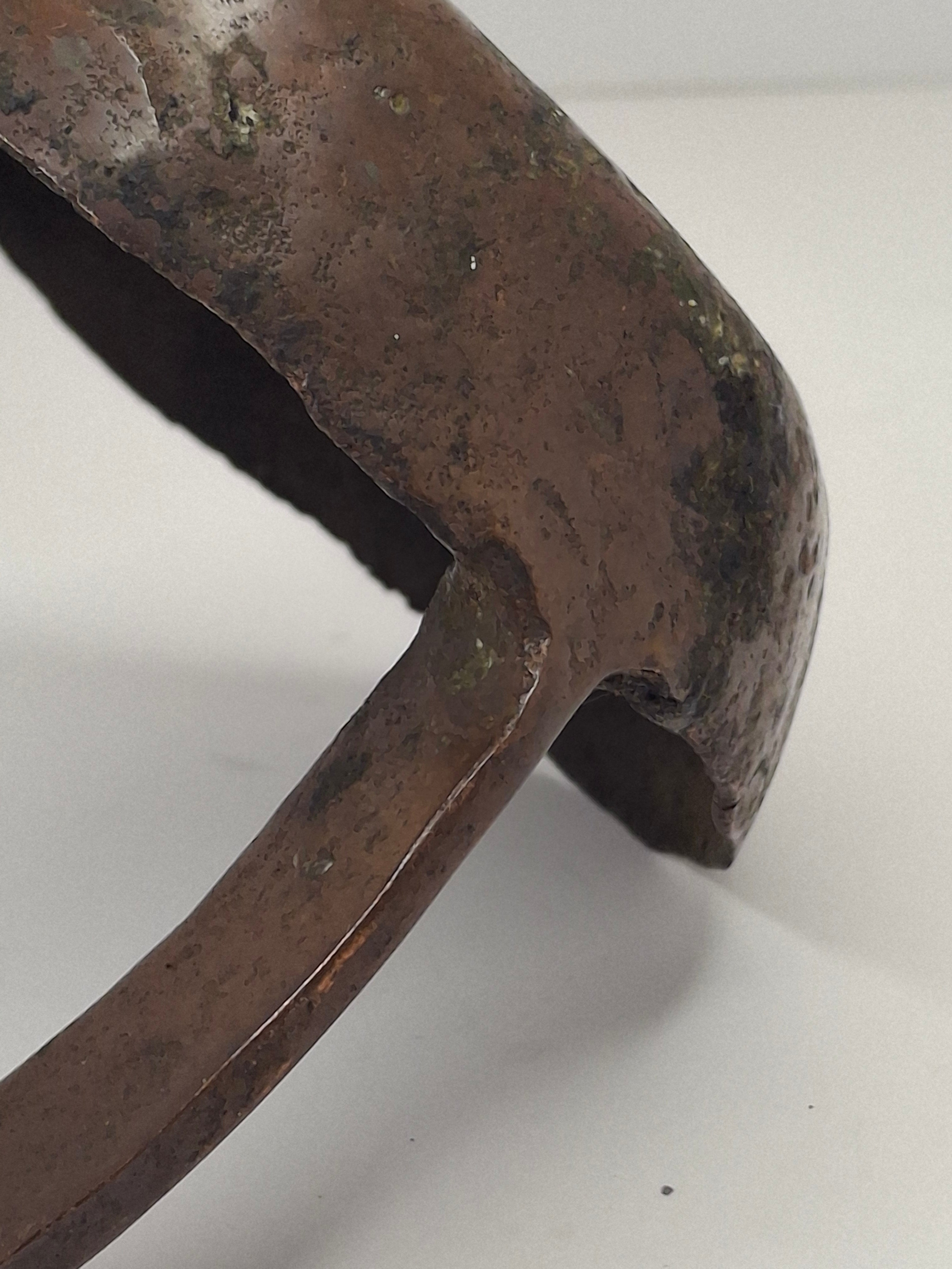 Antique 18th C. Rare Wrought Thick Copper Alloy Betty Fat Lamp